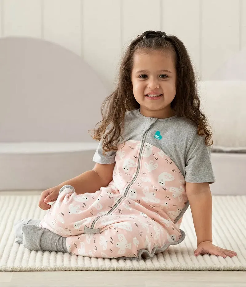 Love To Dream Organic Short Sleeve Sleep Suit 1.0 TOG - Dusty Pink Doves