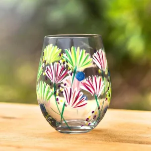 Lynsey Johnstone Hand Painted Meadow Thistles Stemless Glass