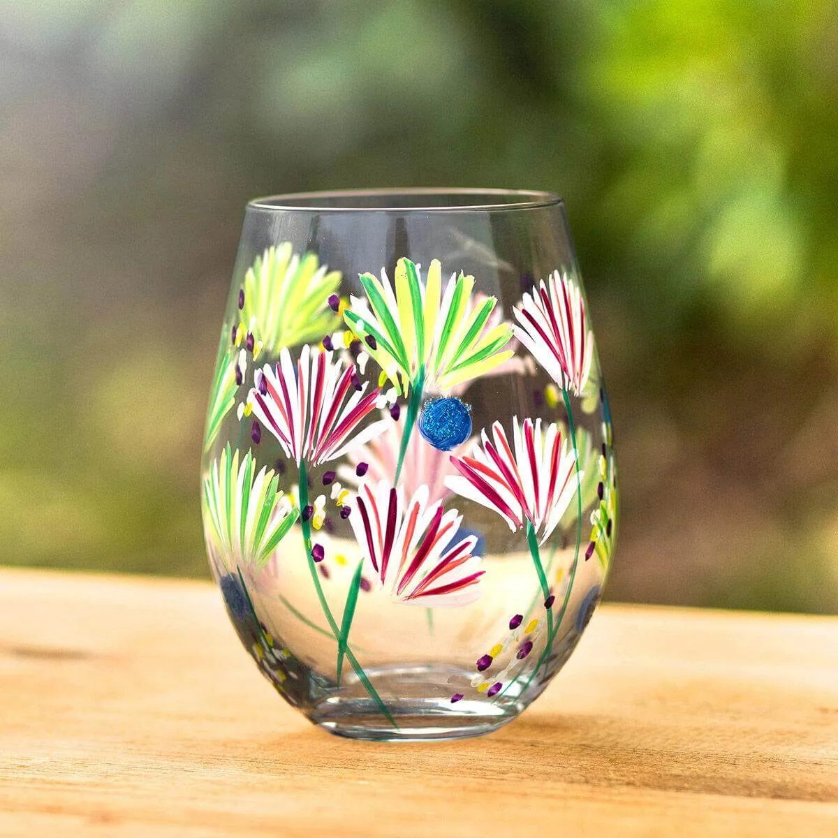 Lynsey Johnstone Hand Painted Meadow Thistles Stemless Glass
