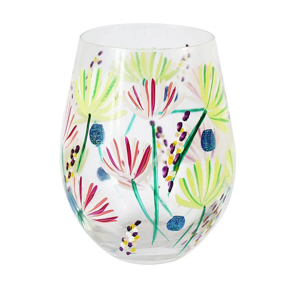 Lynsey Johnstone Hand Painted Meadow Thistles Stemless Glass