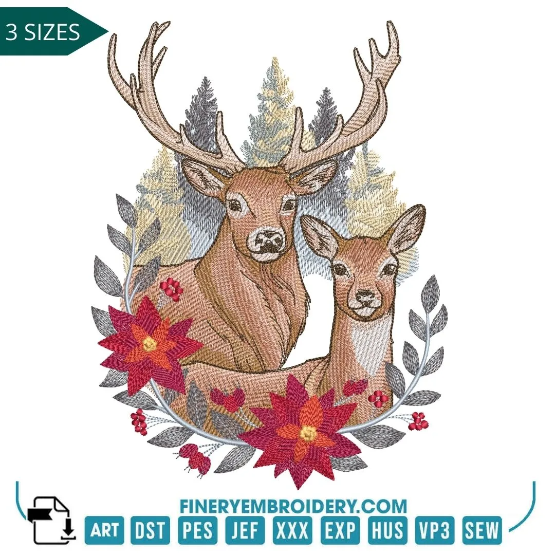 Majestic Deer Embroidery Design - Perfect for Woodland & Nature Projects