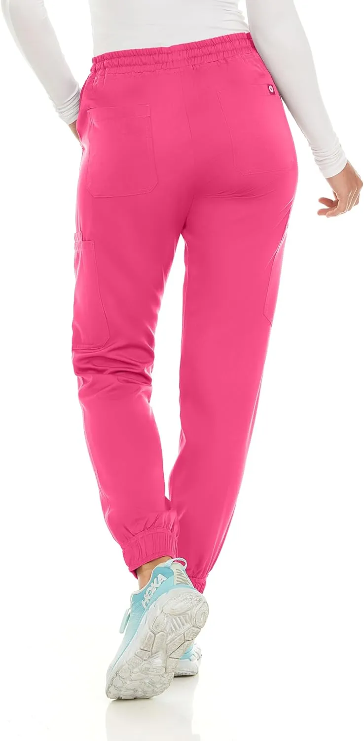 MediChic Stretch Jogger Scrub Pants with Zipper Side Pocket Scrubs, Available in 13 Colors from XS-2X