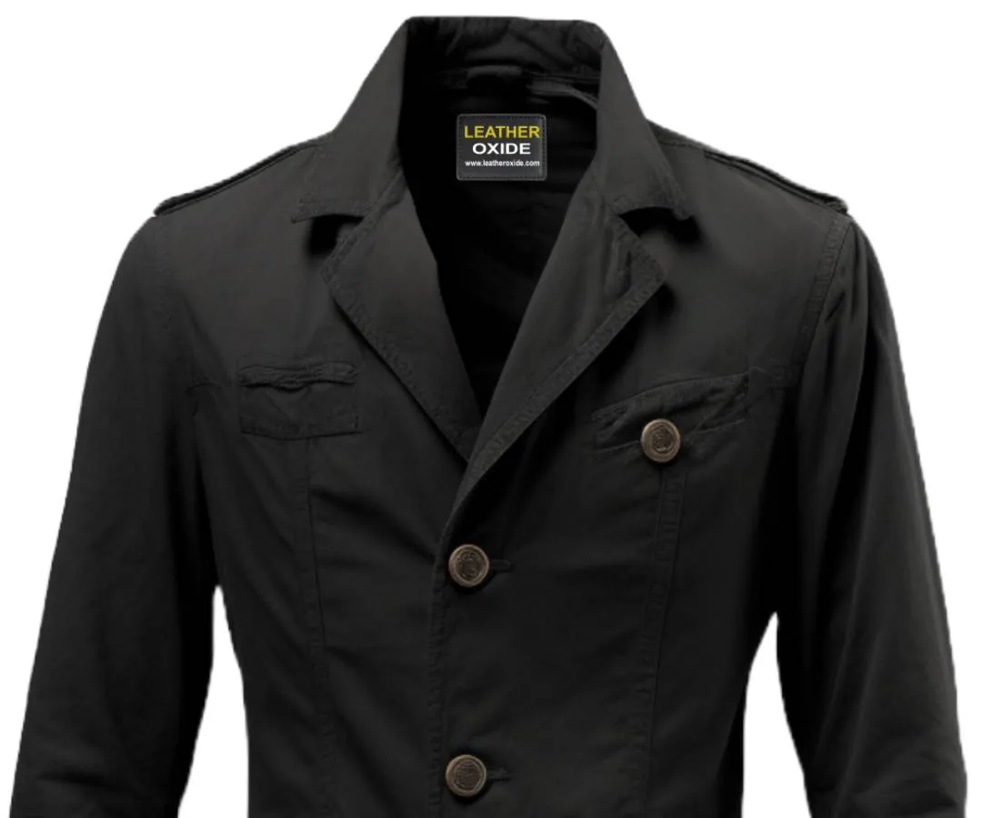Men Black Cotton Jacket
