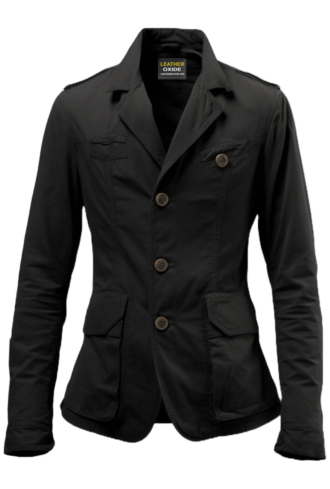 Men Black Cotton Jacket