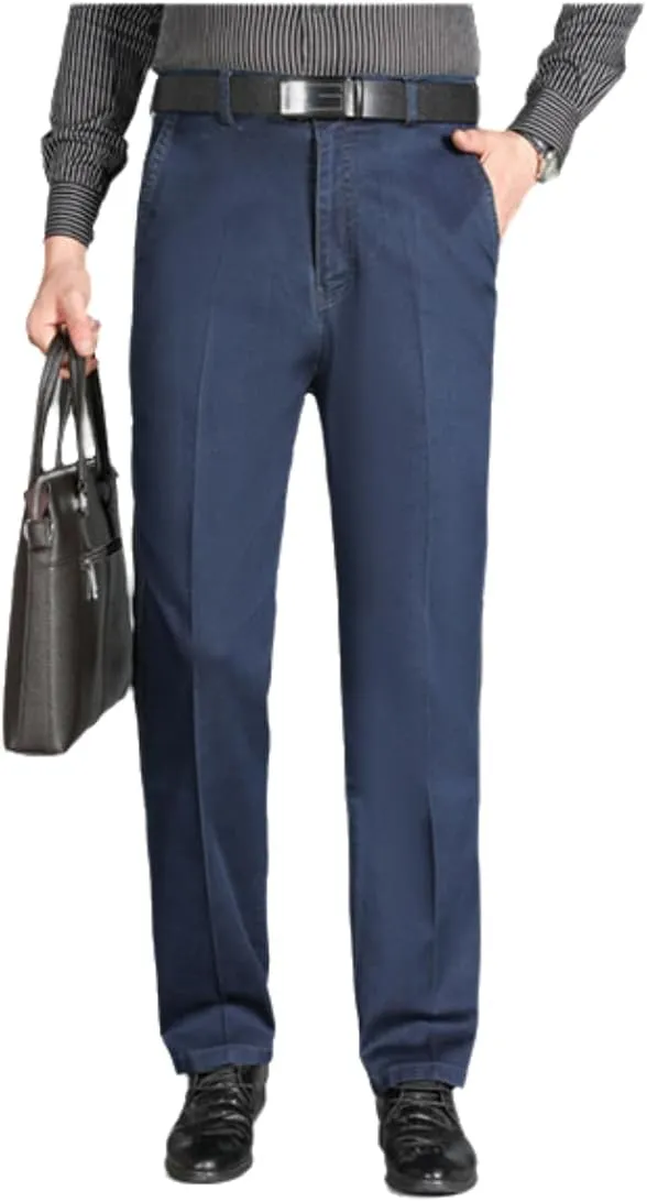 Men's Comfort Waist Relaxed Fit Classic High-Waist Straight Leg Jean