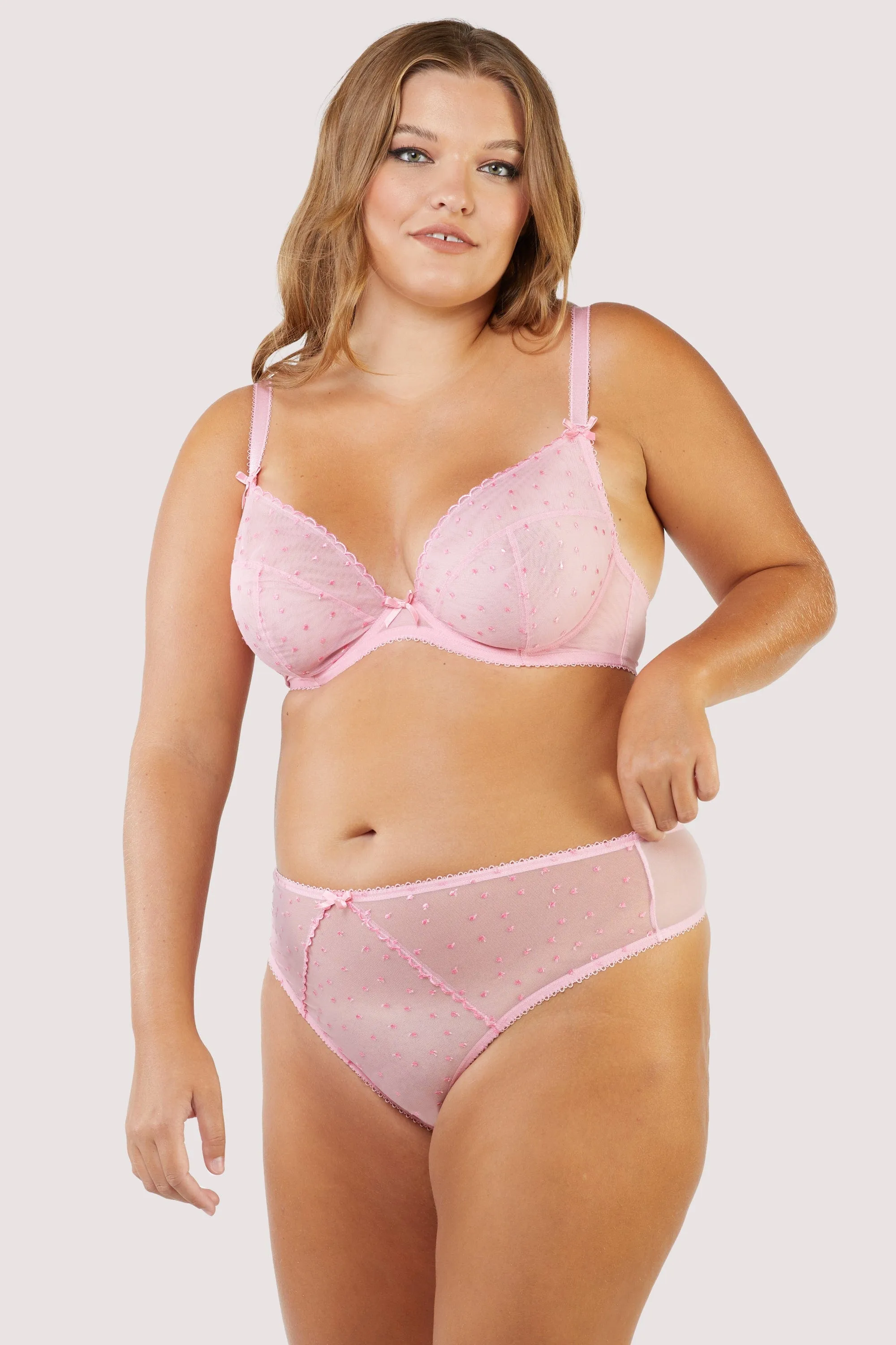 Nico Dotty Pink Sheer Mesh Highwaisted Thong