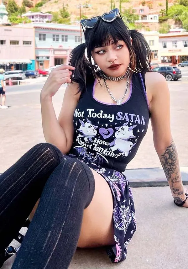 Not Today Satan Lace Trim | CROPPED CAMI*