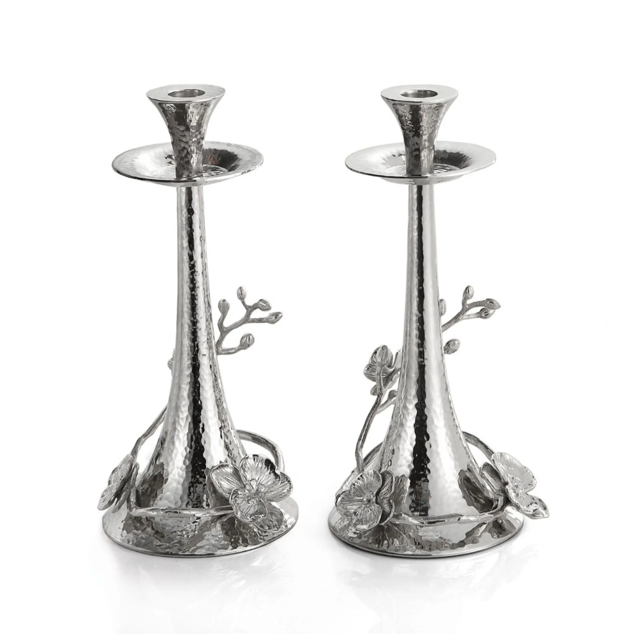 Orchid  - White Shabbat Candlesticks by Michael Aram
