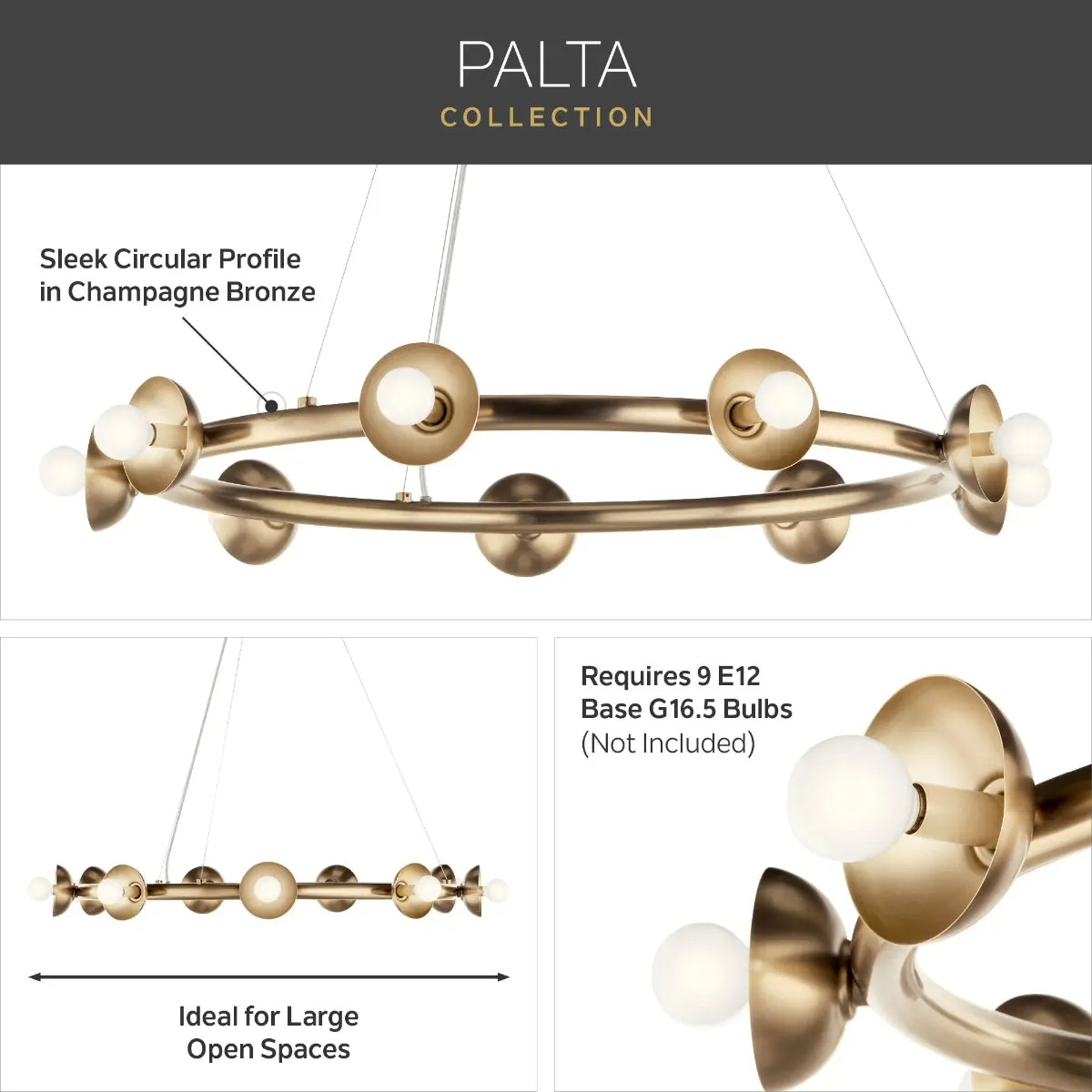 Palta 50" 15-Light Chandelier, Champagne Bronze Finish