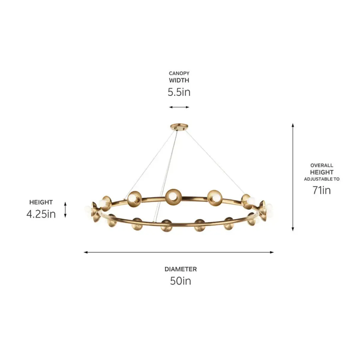 Palta 50" 15-Light Chandelier, Champagne Bronze Finish