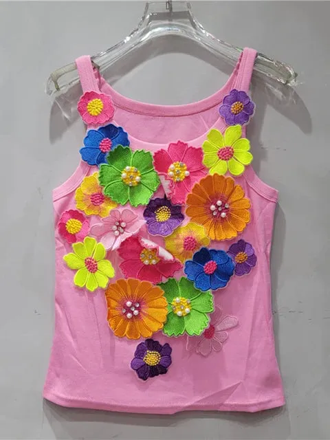 Pre Order:  Embroidered 3D Flowers Tank Top