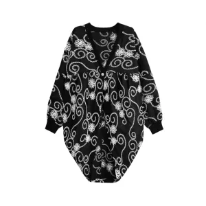 Pre Order:  Embroidered Loose Bat Sleeve Mid Length Cardigan