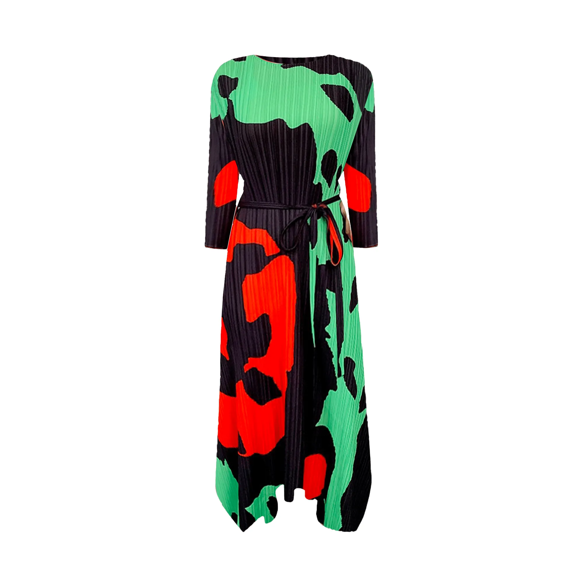 Pre Order:  Geometric Printed Pleated Dress - @angodiva