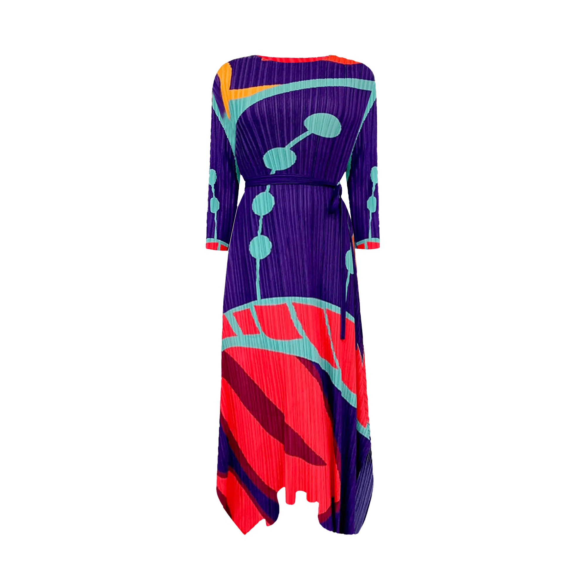 Pre Order:  Geometric Printed Pleated Dress - @angodiva