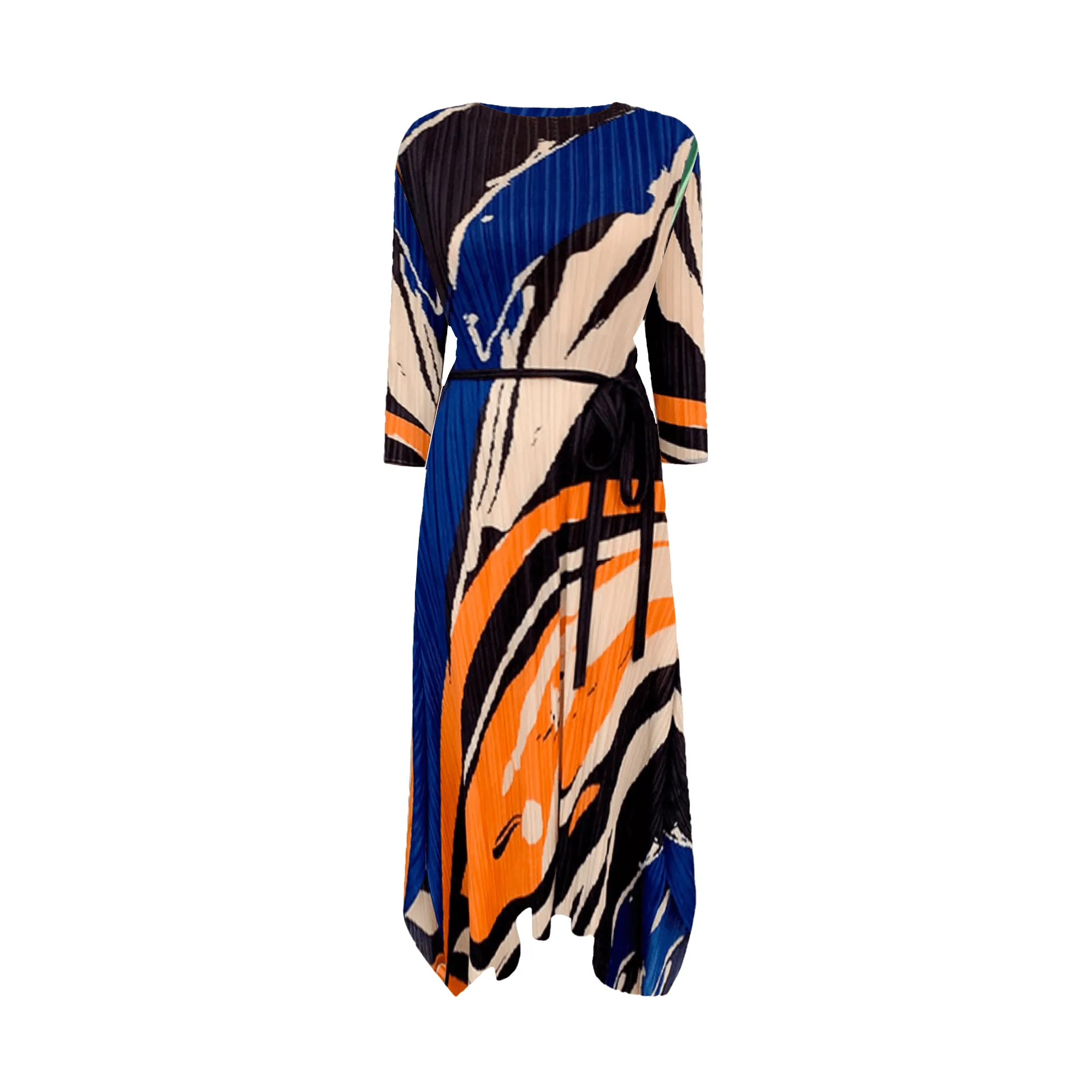 Pre Order:  Geometric Printed Pleated Dress - @angodiva