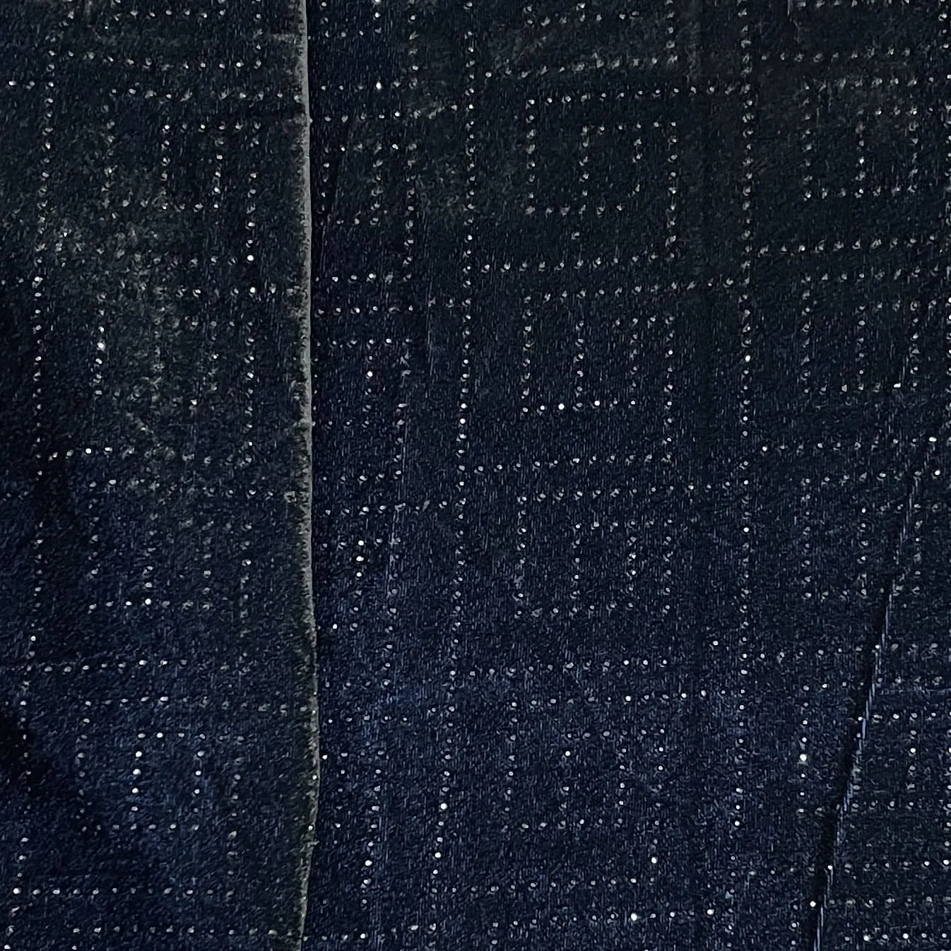 Premium Blue Abstract Swarovski Embroidery Velvet Fabric