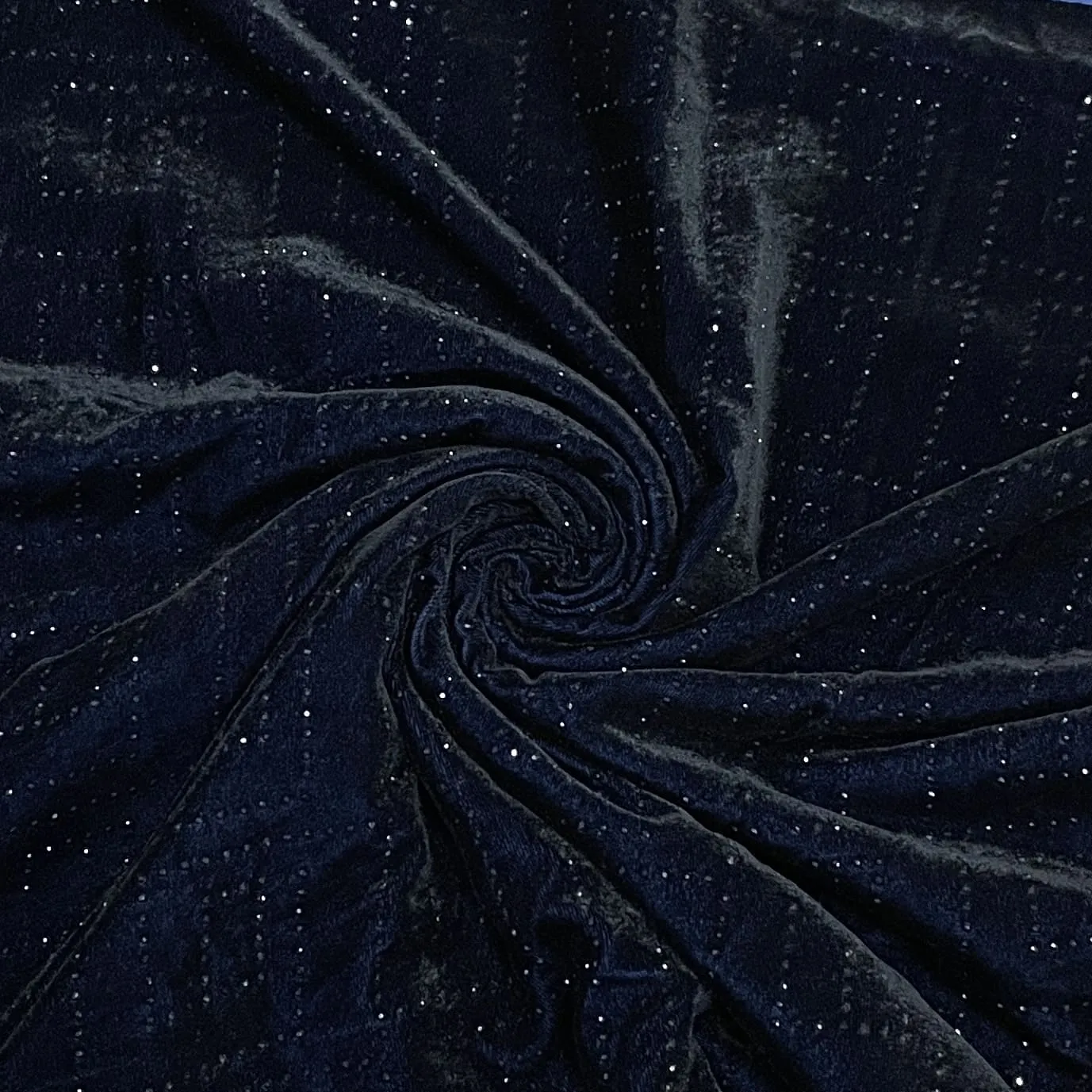 Premium Blue Abstract Swarovski Embroidery Velvet Fabric