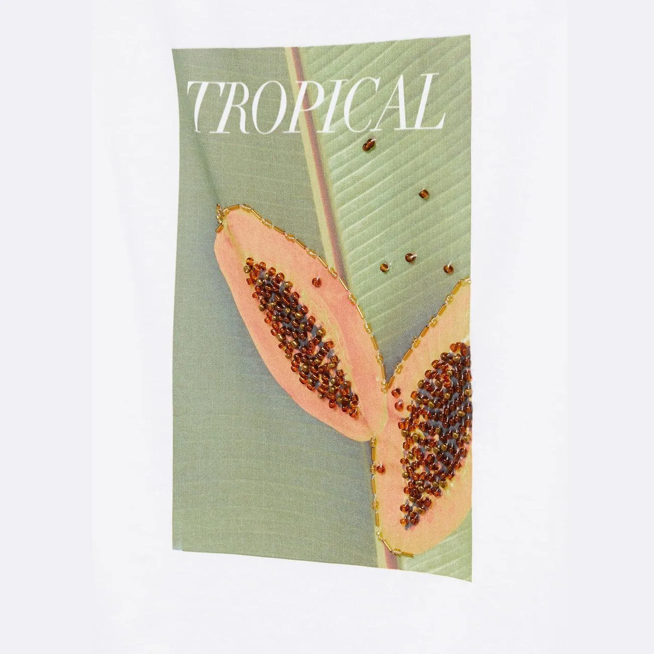 Premium Quality "Tropical" White Cotton Blend T-Shirt For Women (MN-11203)