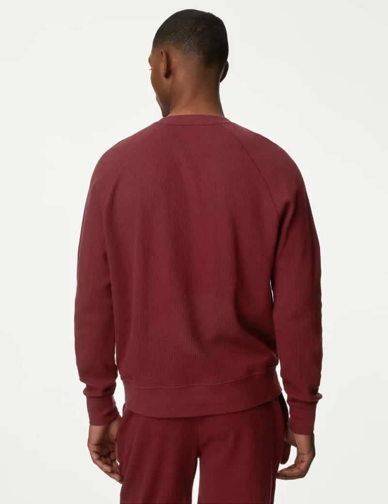 Pure Cotton Waffle Loungwear Sweatshirt