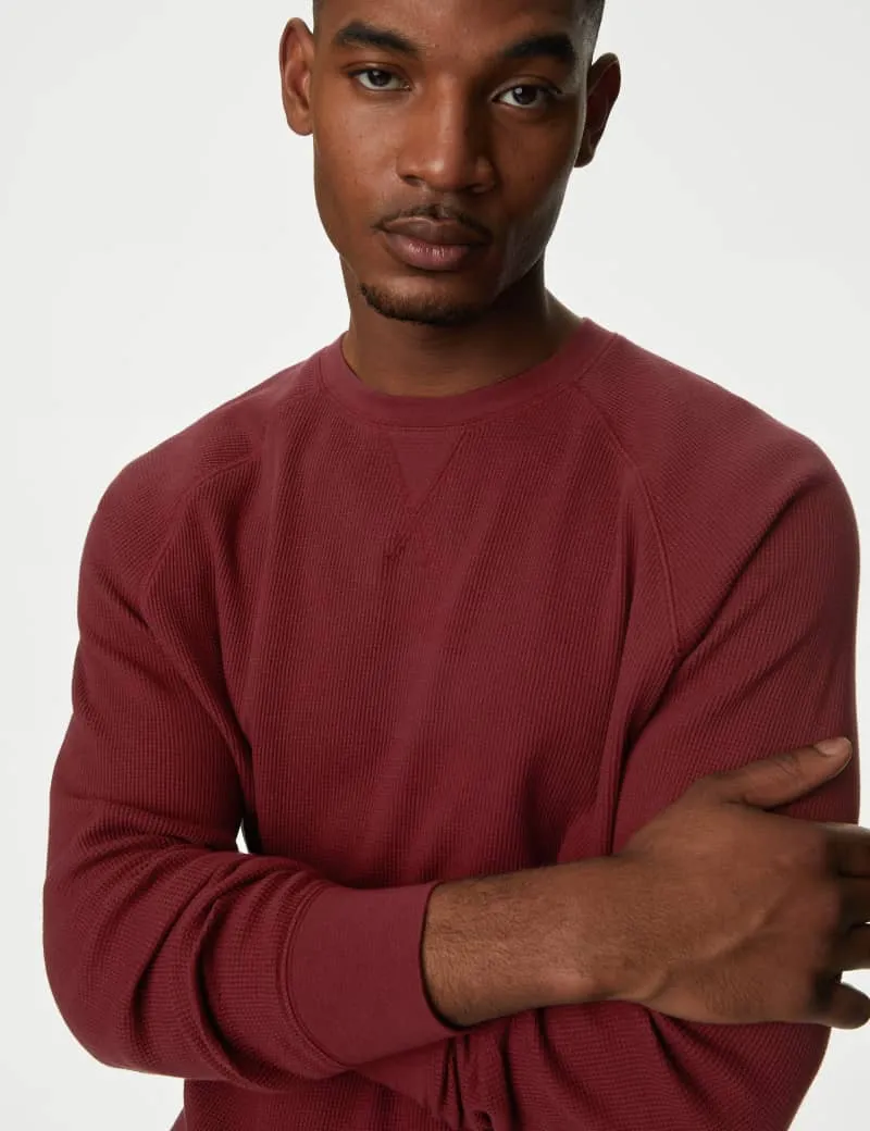 Pure Cotton Waffle Loungwear Sweatshirt