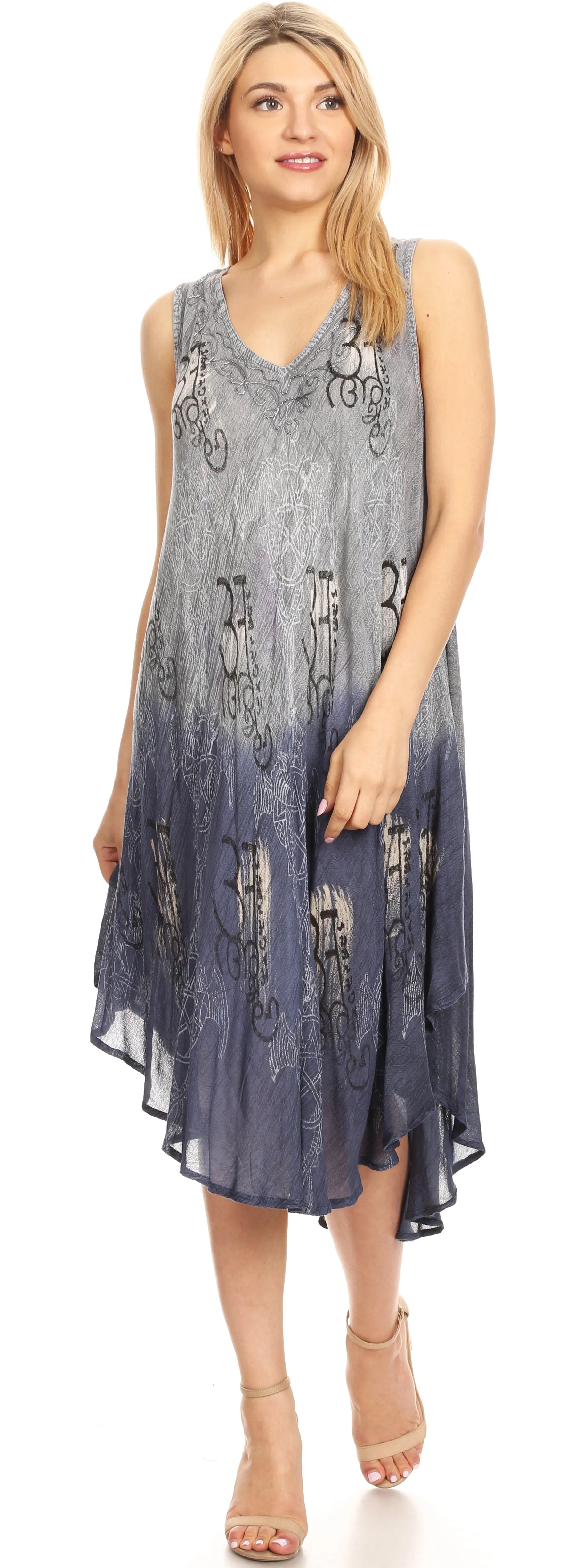Sakkas Milly Women's Midi Loose Casual Summer Sleeveless Dress Sundress Cover-up