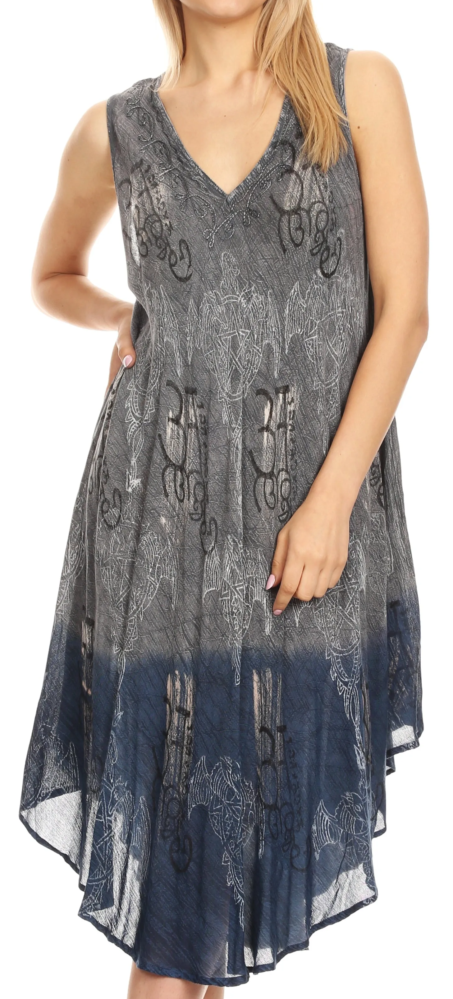 Sakkas Milly Women's Midi Loose Casual Summer Sleeveless Dress Sundress Cover-up