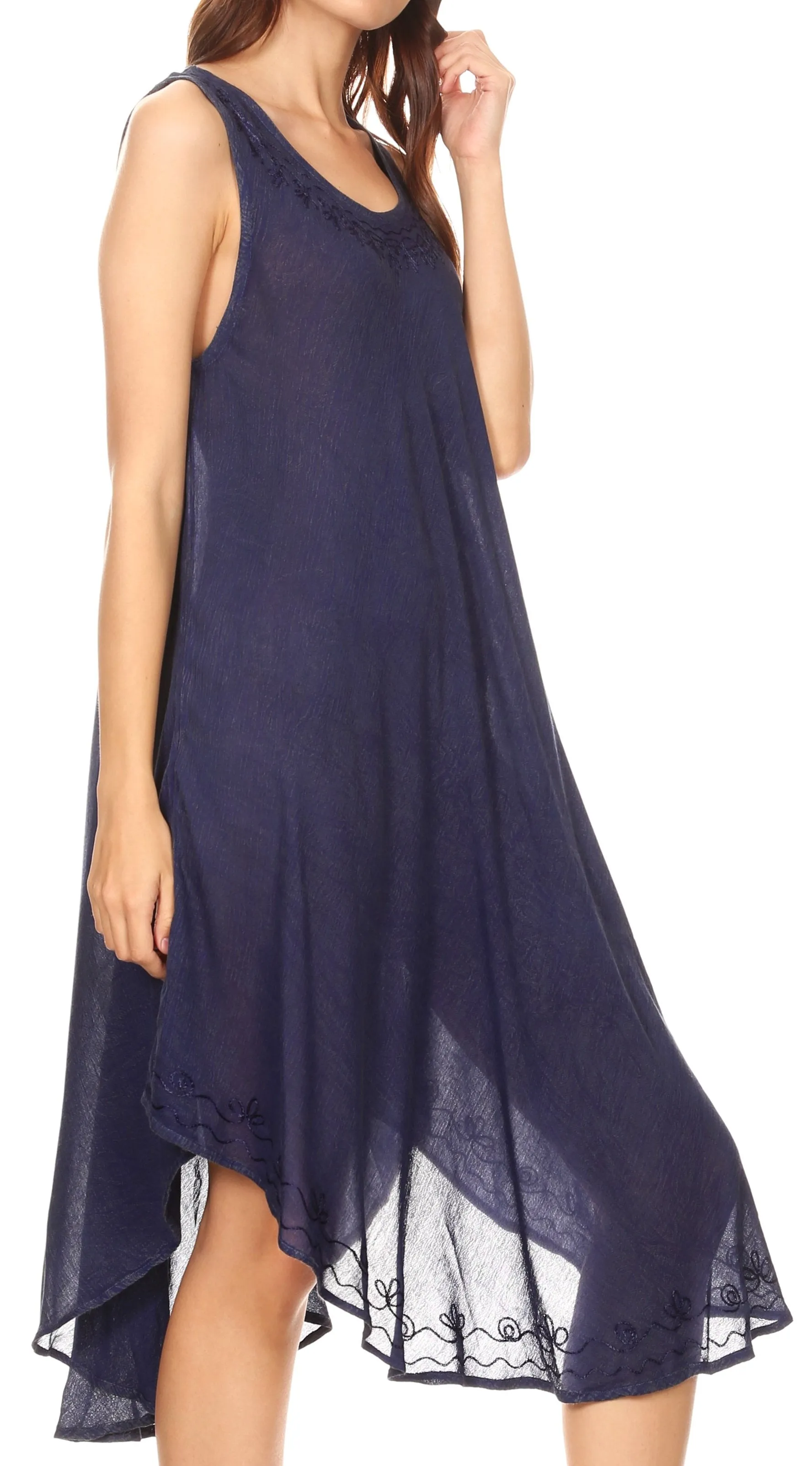 Sakkas Milly Women's Midi Loose Casual Summer Sleeveless Dress Sundress Cover-up