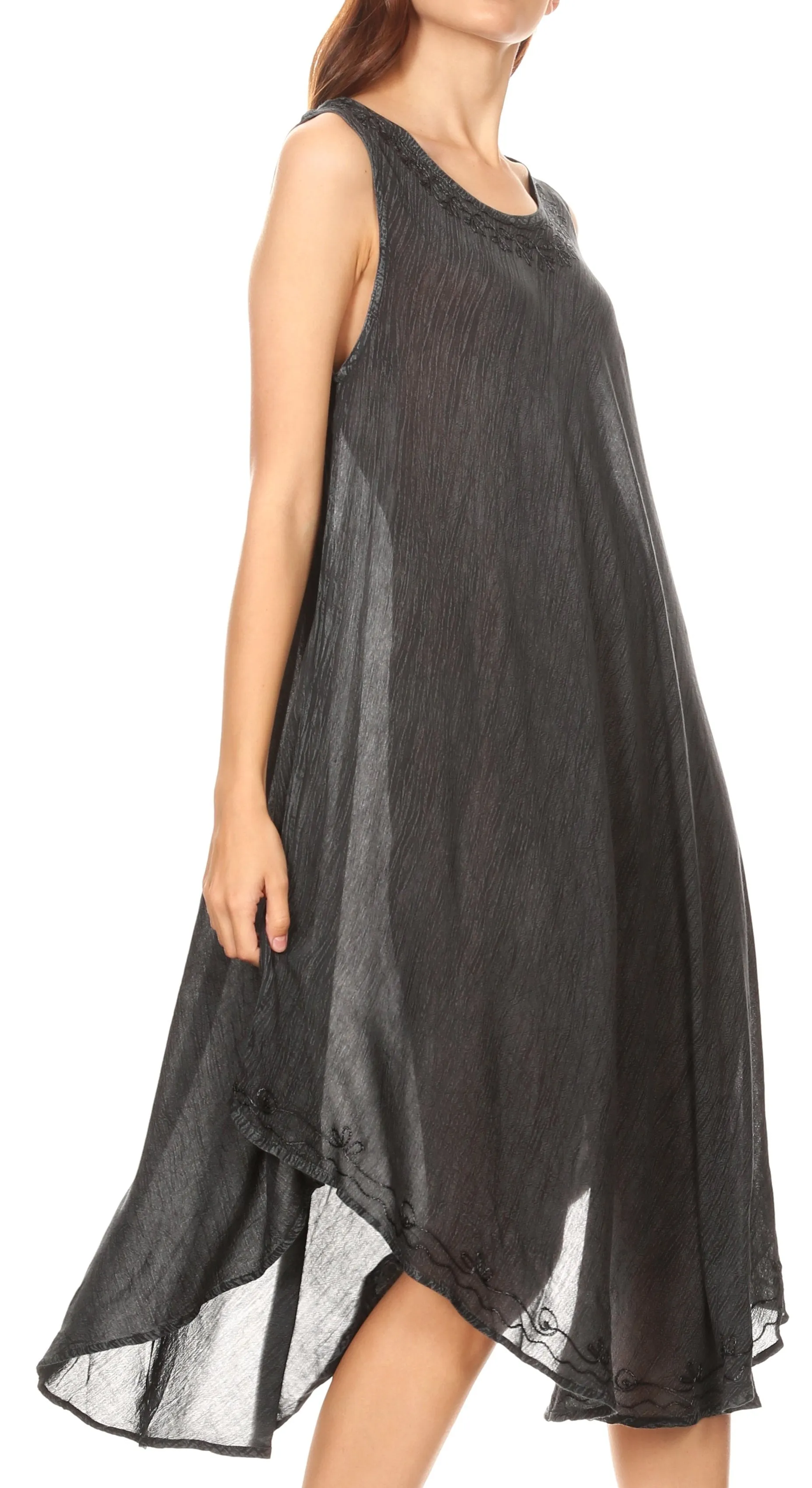 Sakkas Milly Women's Midi Loose Casual Summer Sleeveless Dress Sundress Cover-up