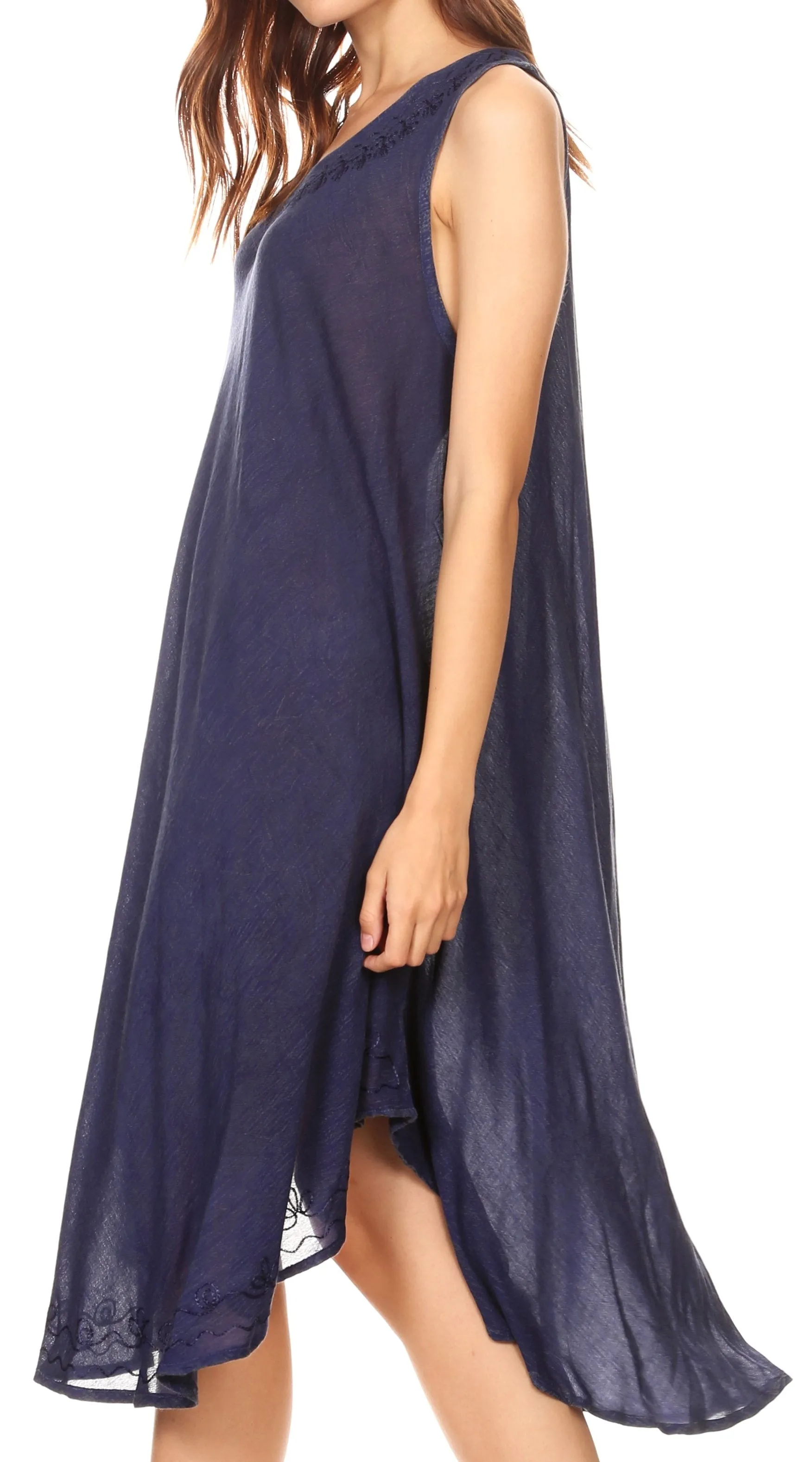 Sakkas Milly Women's Midi Loose Casual Summer Sleeveless Dress Sundress Cover-up
