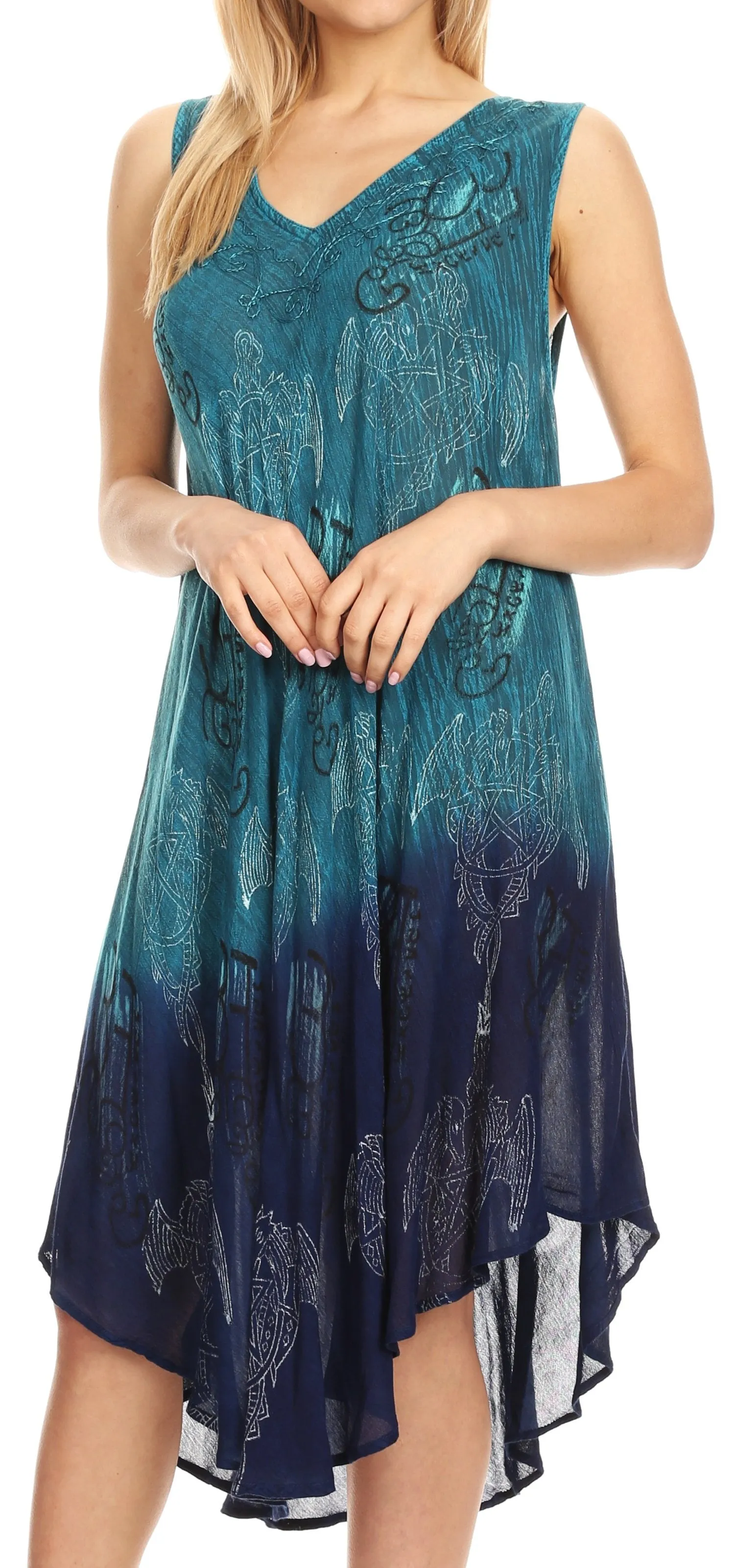 Sakkas Milly Women's Midi Loose Casual Summer Sleeveless Dress Sundress Cover-up