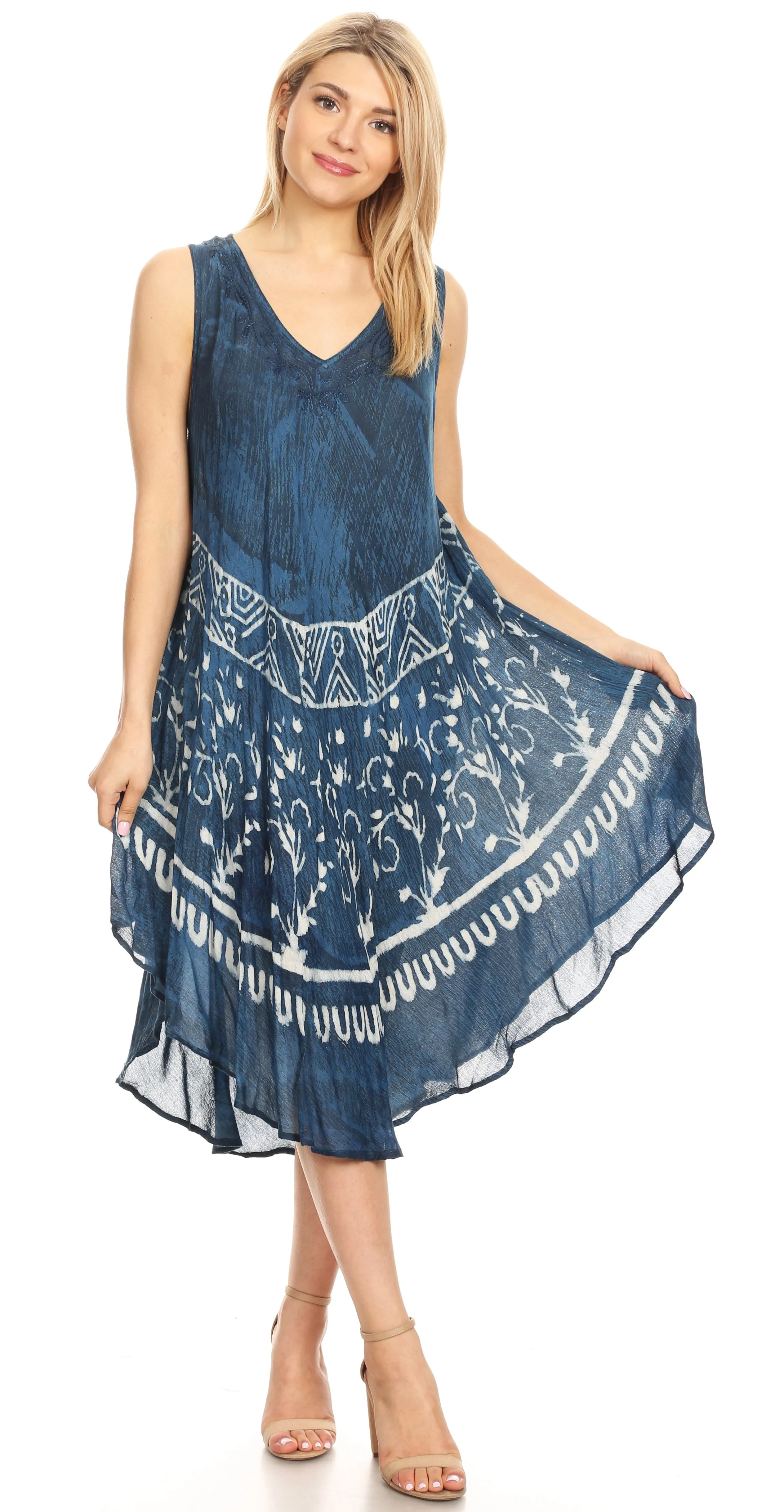 Sakkas Milly Women's Midi Loose Casual Summer Sleeveless Dress Sundress Cover-up