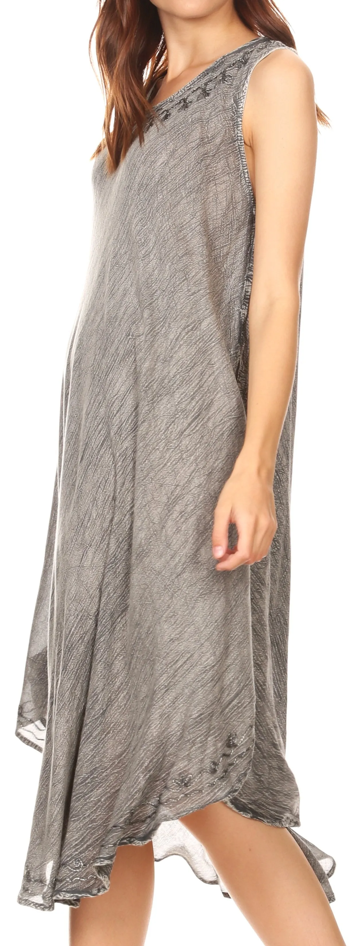 Sakkas Milly Women's Midi Loose Casual Summer Sleeveless Dress Sundress Cover-up
