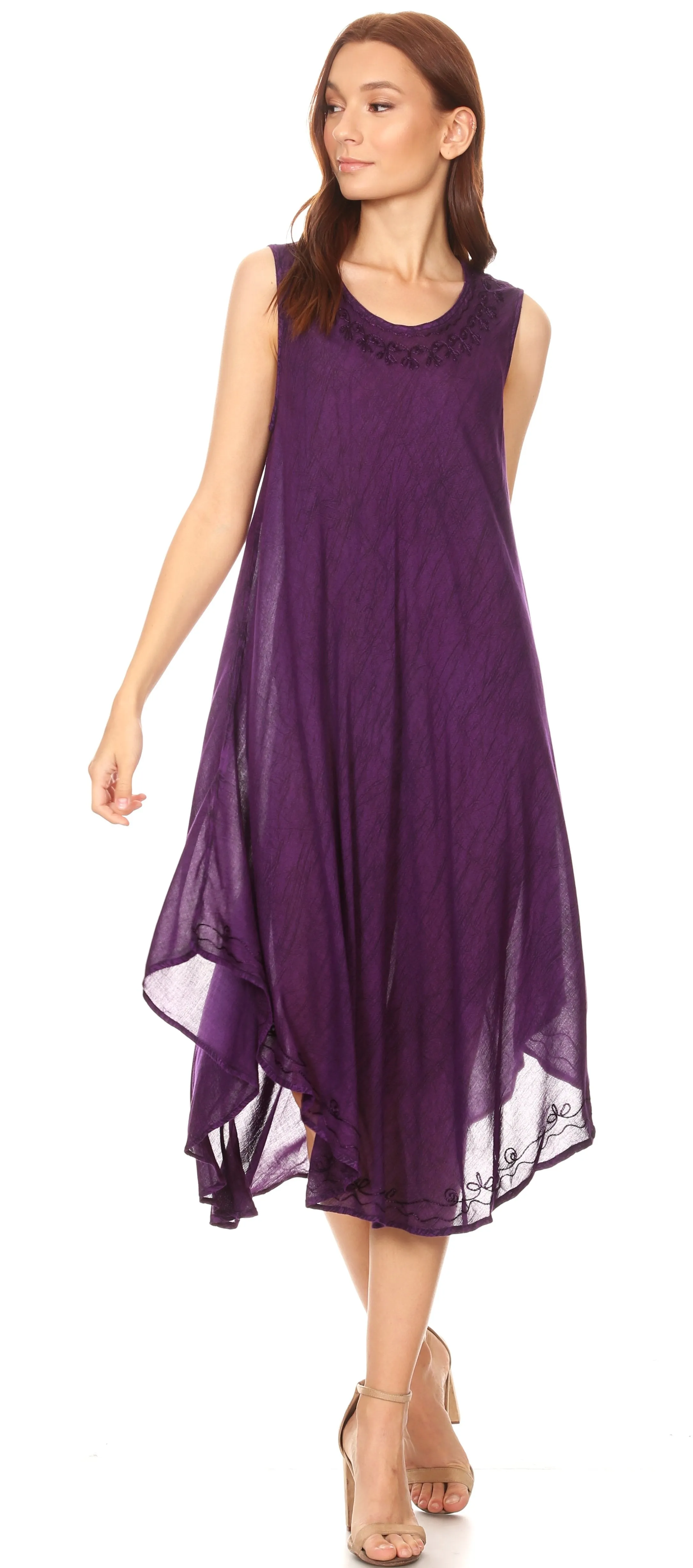 Sakkas Milly Women's Midi Loose Casual Summer Sleeveless Dress Sundress Cover-up