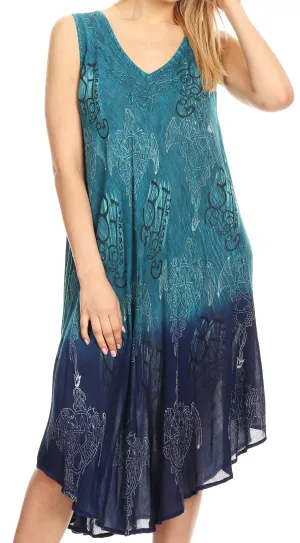 Sakkas Milly Women's Midi Loose Casual Summer Sleeveless Dress Sundress Cover-up