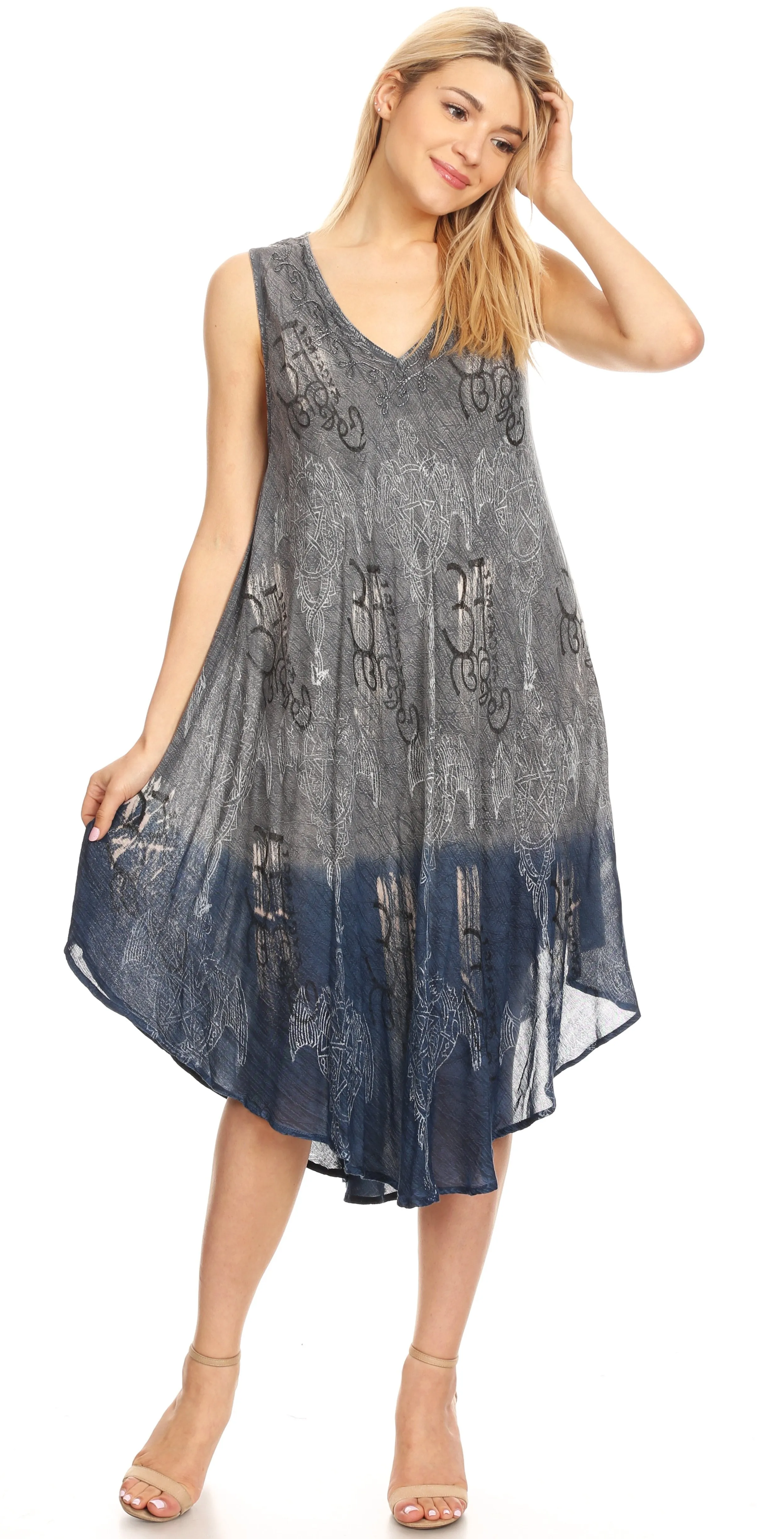 Sakkas Milly Women's Midi Loose Casual Summer Sleeveless Dress Sundress Cover-up