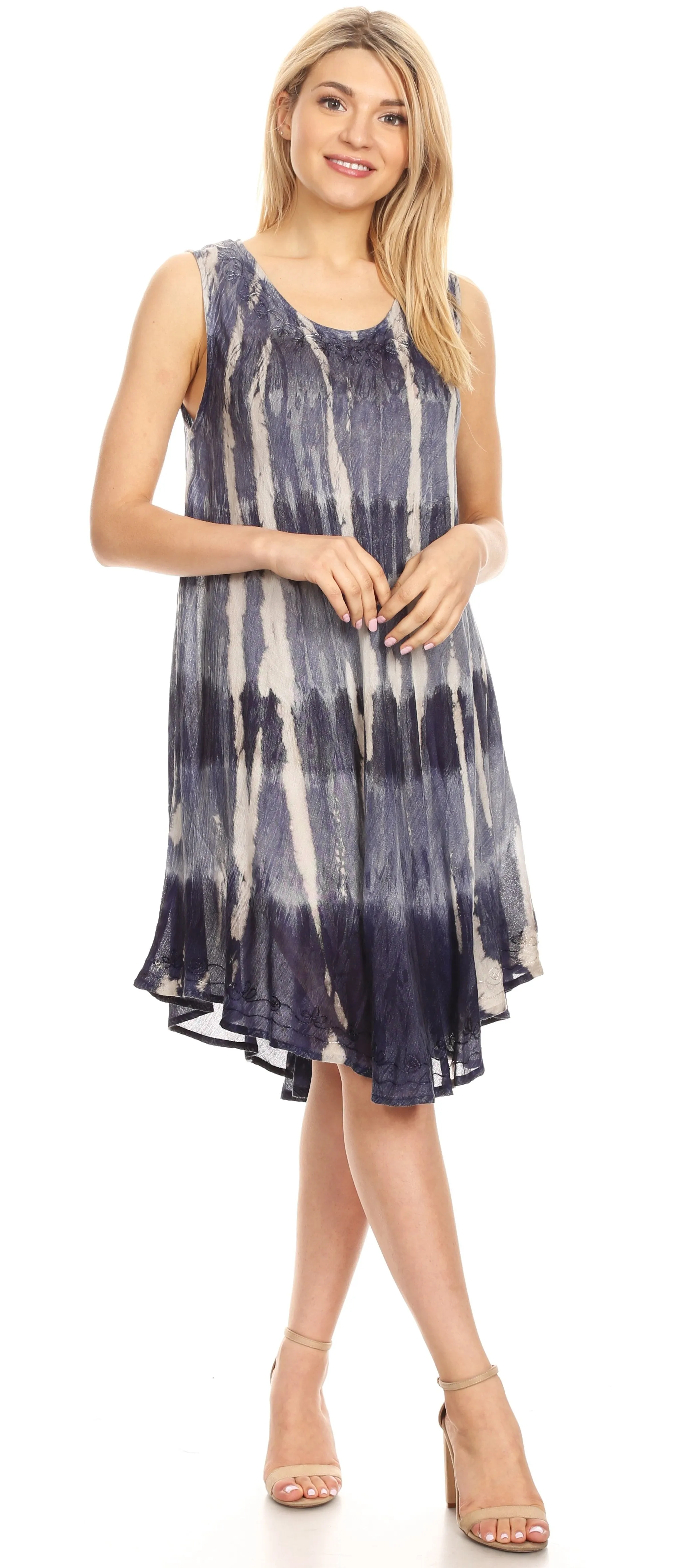 Sakkas Milly Women's Midi Loose Casual Summer Sleeveless Dress Sundress Cover-up