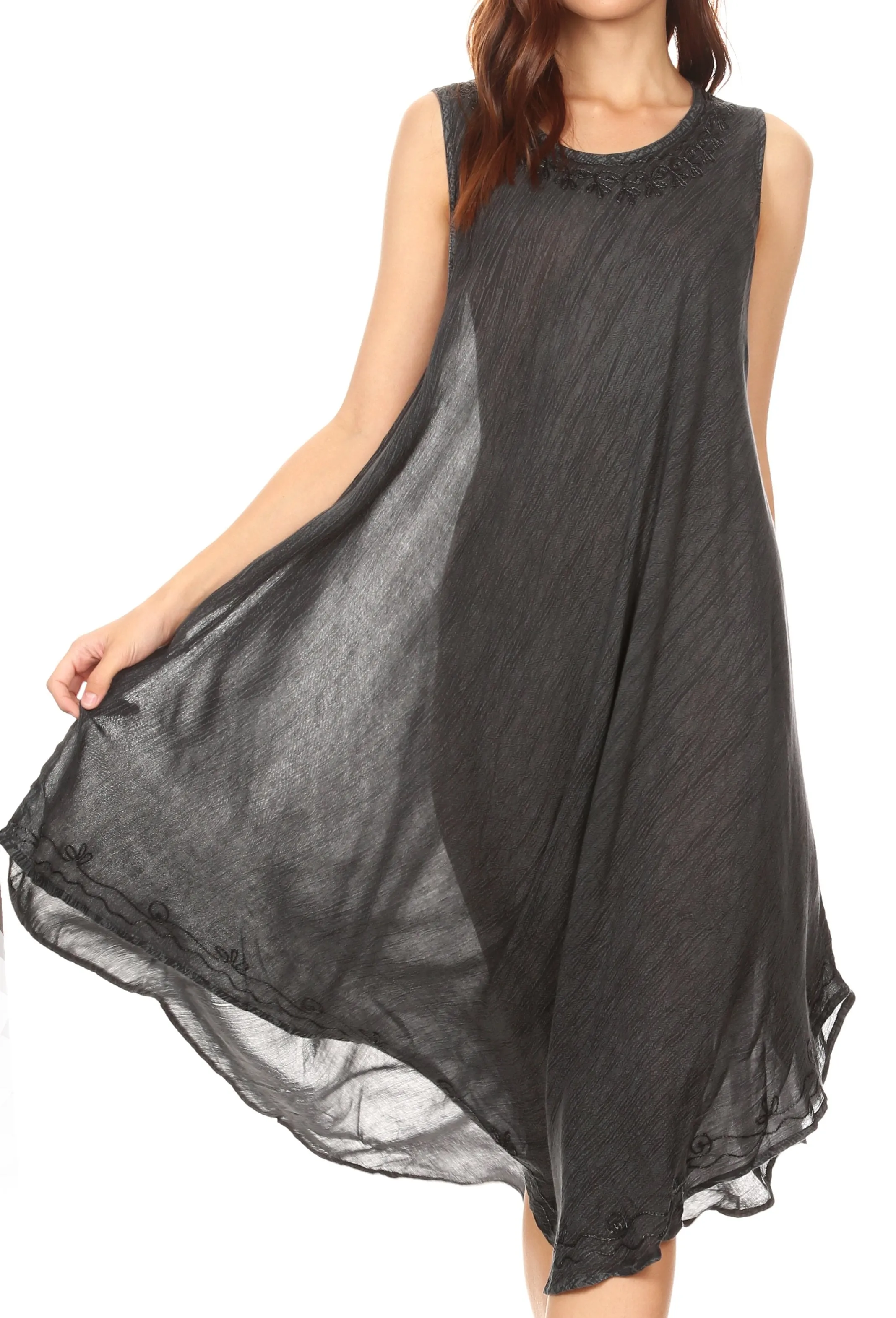 Sakkas Milly Women's Midi Loose Casual Summer Sleeveless Dress Sundress Cover-up