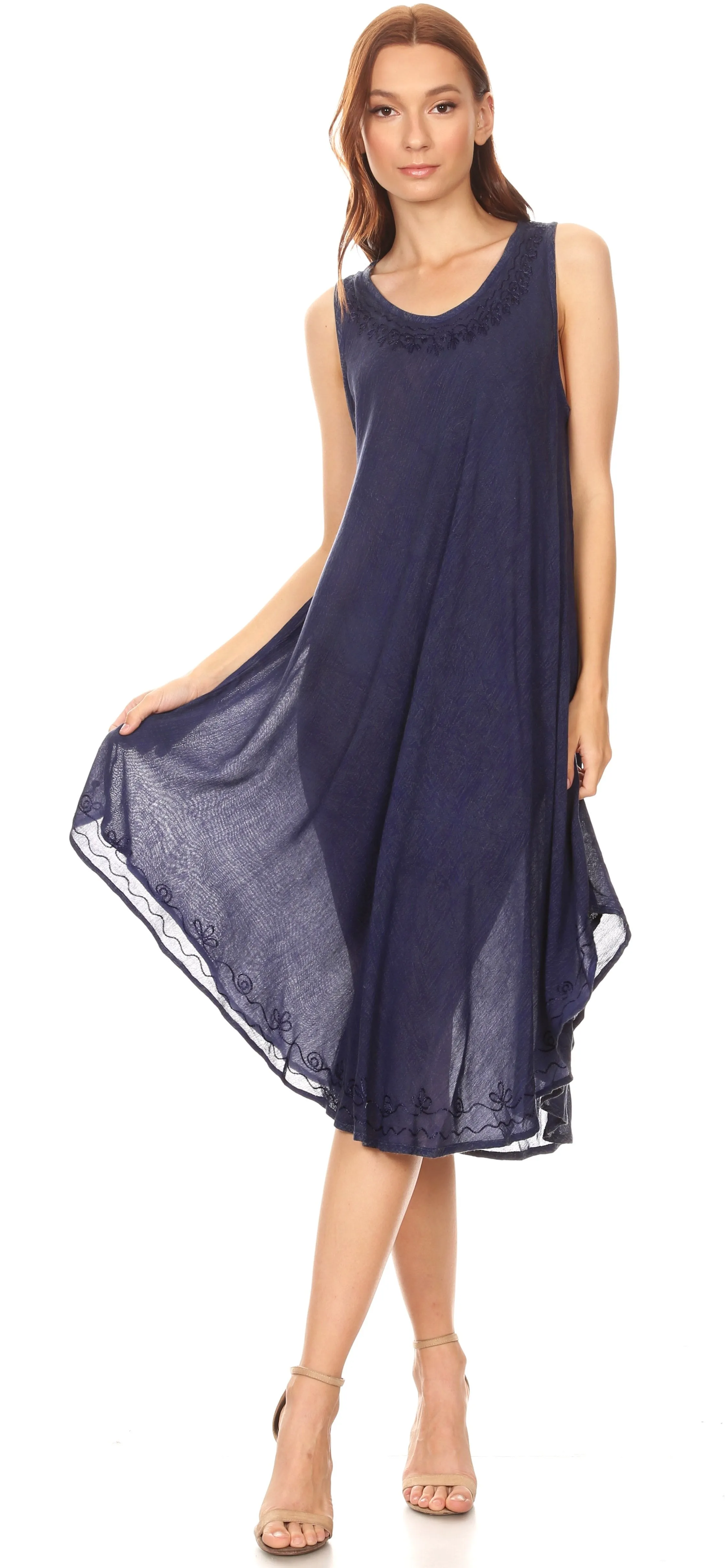 Sakkas Milly Women's Midi Loose Casual Summer Sleeveless Dress Sundress Cover-up