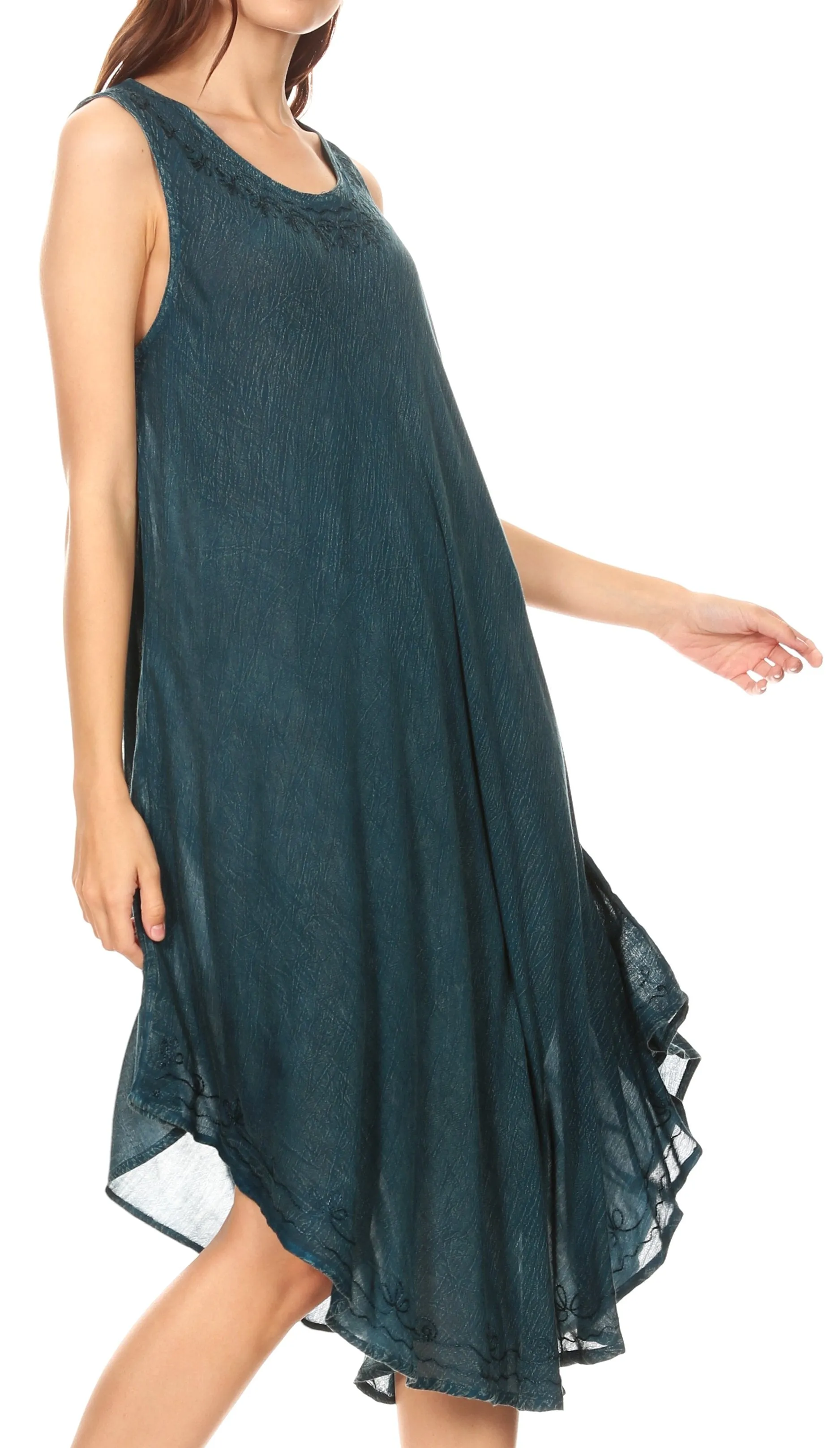 Sakkas Milly Women's Midi Loose Casual Summer Sleeveless Dress Sundress Cover-up