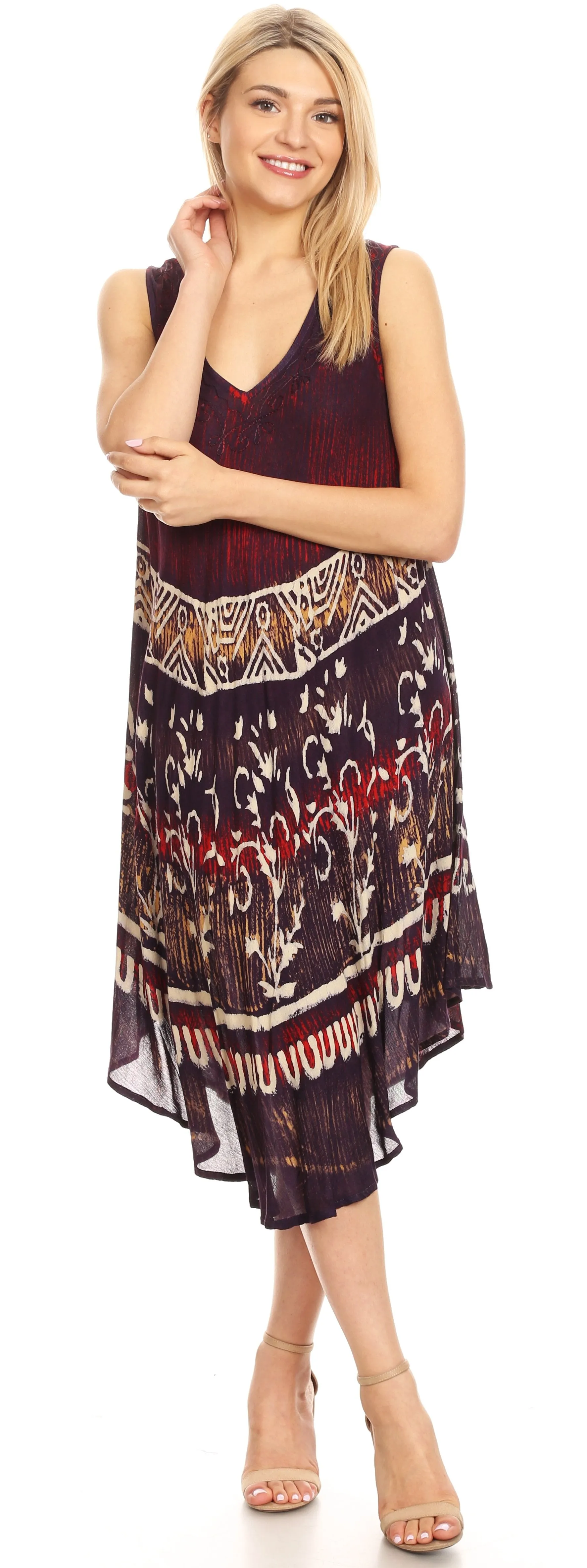 Sakkas Milly Women's Midi Loose Casual Summer Sleeveless Dress Sundress Cover-up
