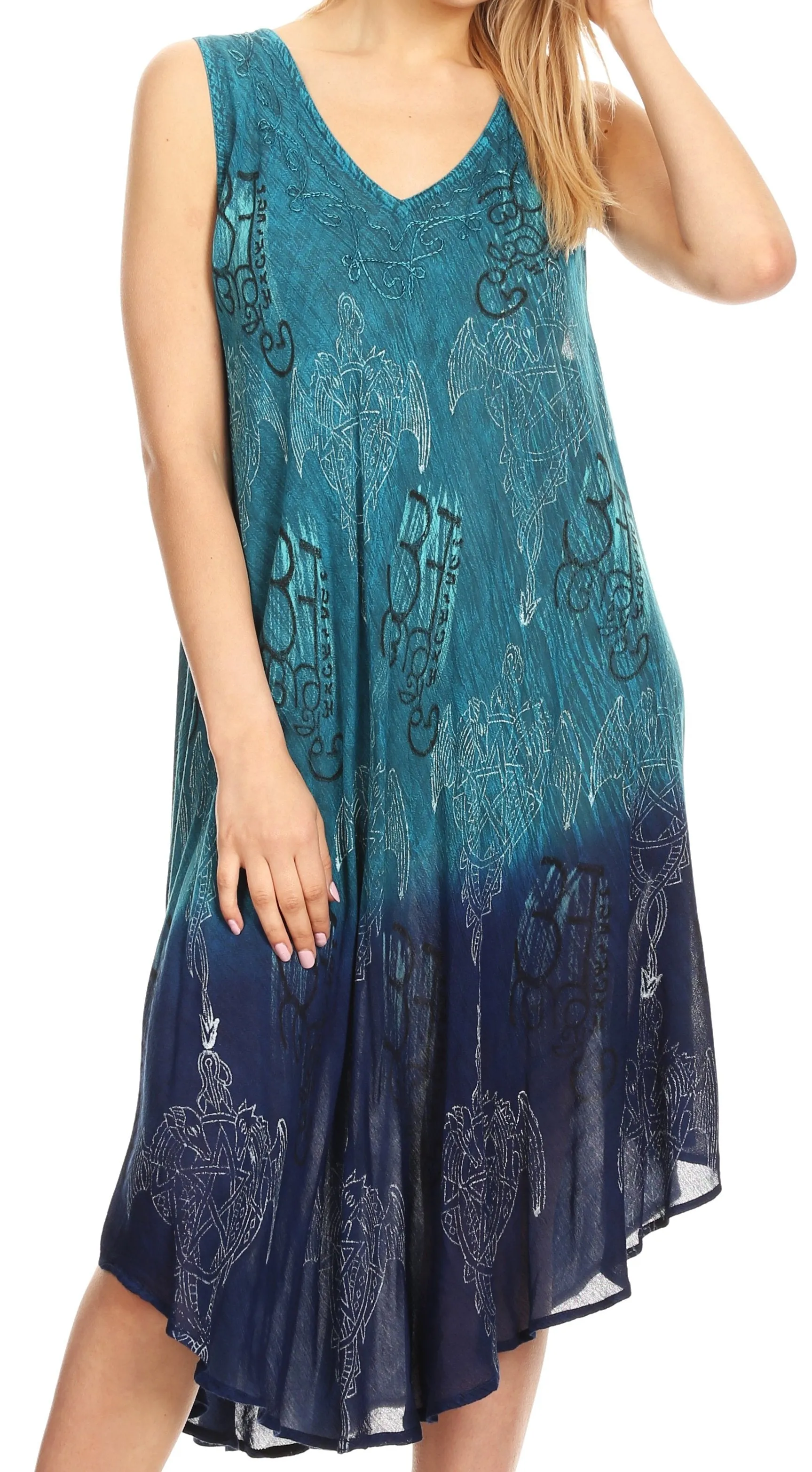 Sakkas Milly Women's Midi Loose Casual Summer Sleeveless Dress Sundress Cover-up