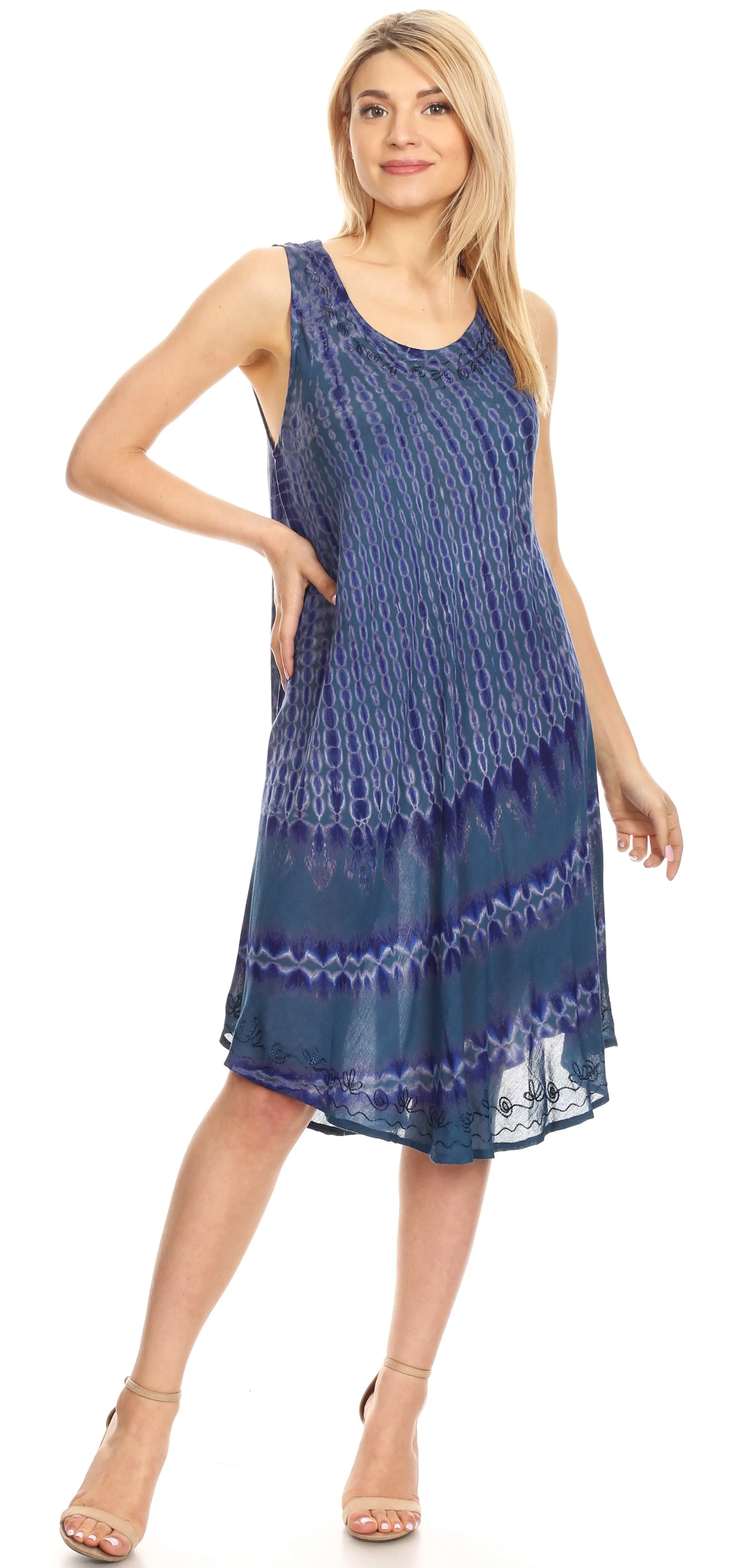 Sakkas Milly Women's Midi Loose Casual Summer Sleeveless Dress Sundress Cover-up