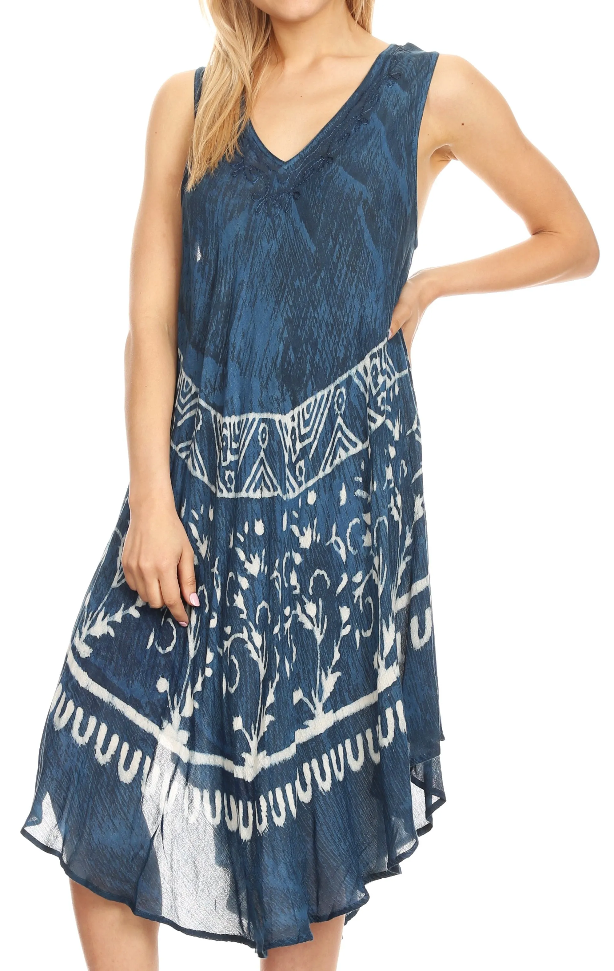 Sakkas Milly Women's Midi Loose Casual Summer Sleeveless Dress Sundress Cover-up