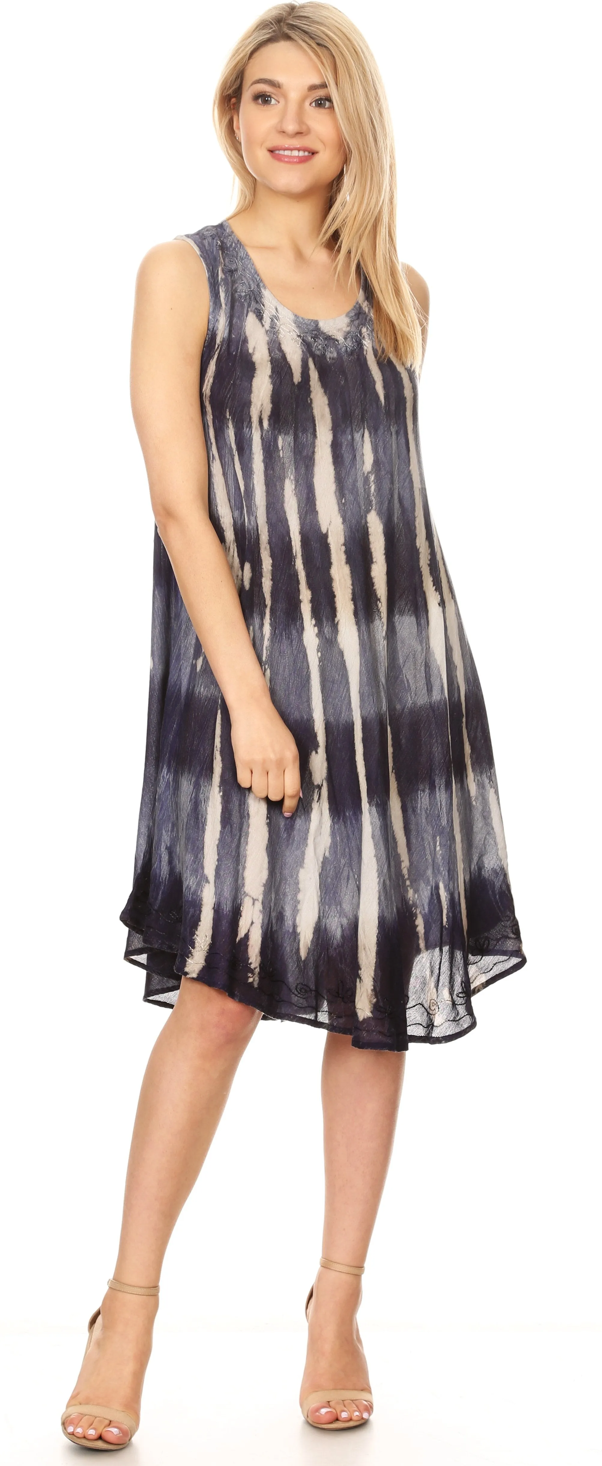 Sakkas Milly Women's Midi Loose Casual Summer Sleeveless Dress Sundress Cover-up