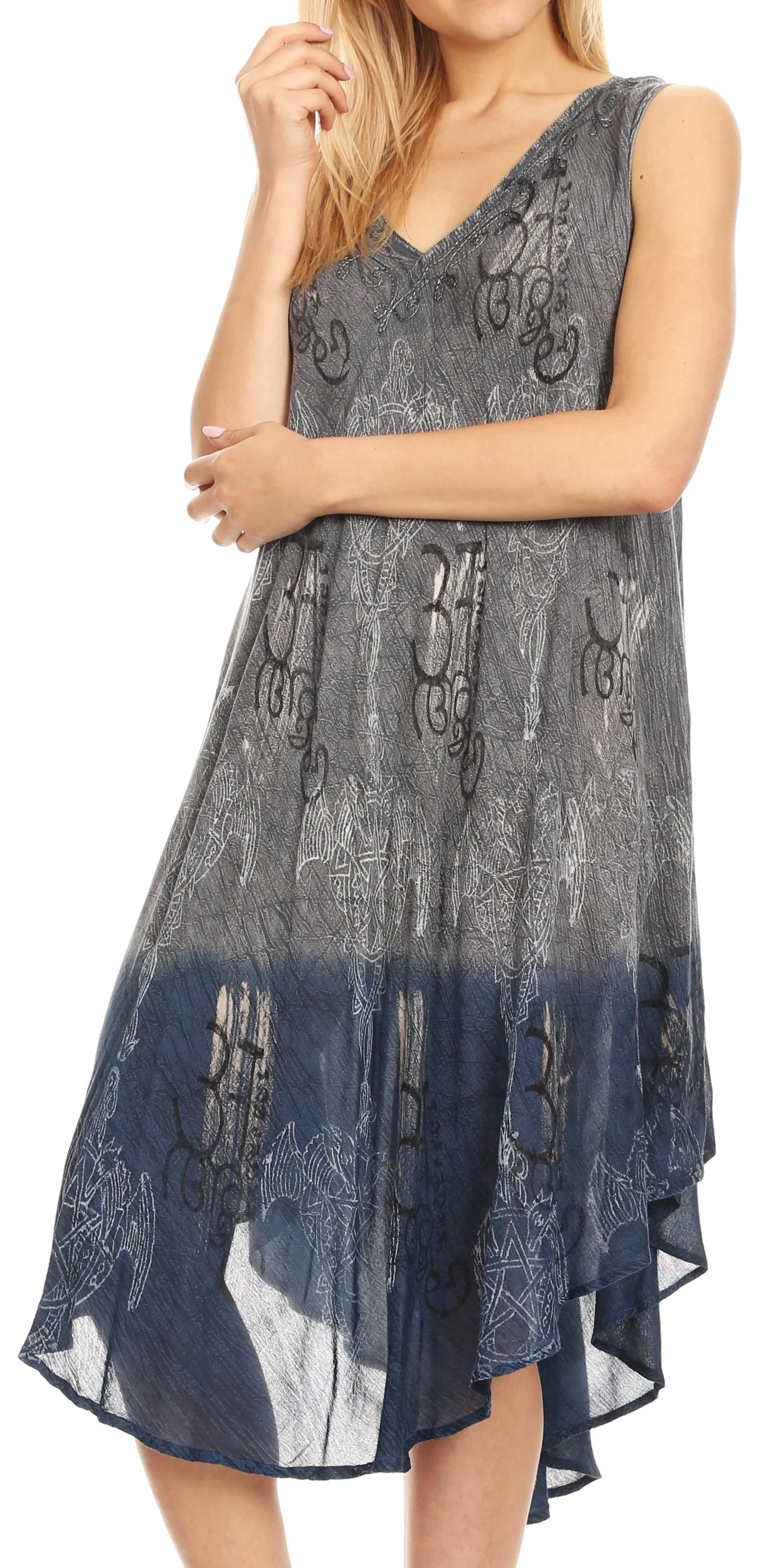 Sakkas Milly Women's Midi Loose Casual Summer Sleeveless Dress Sundress Cover-up
