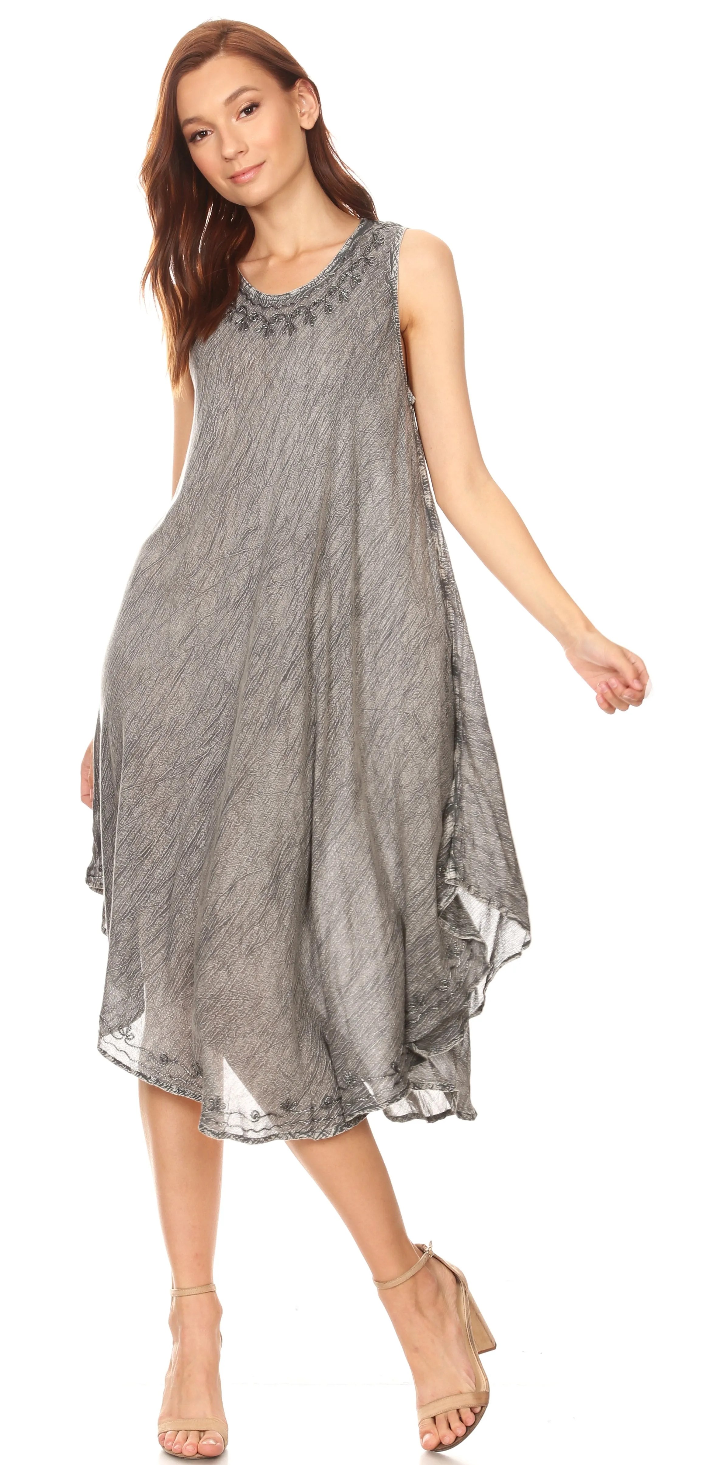 Sakkas Milly Women's Midi Loose Casual Summer Sleeveless Dress Sundress Cover-up