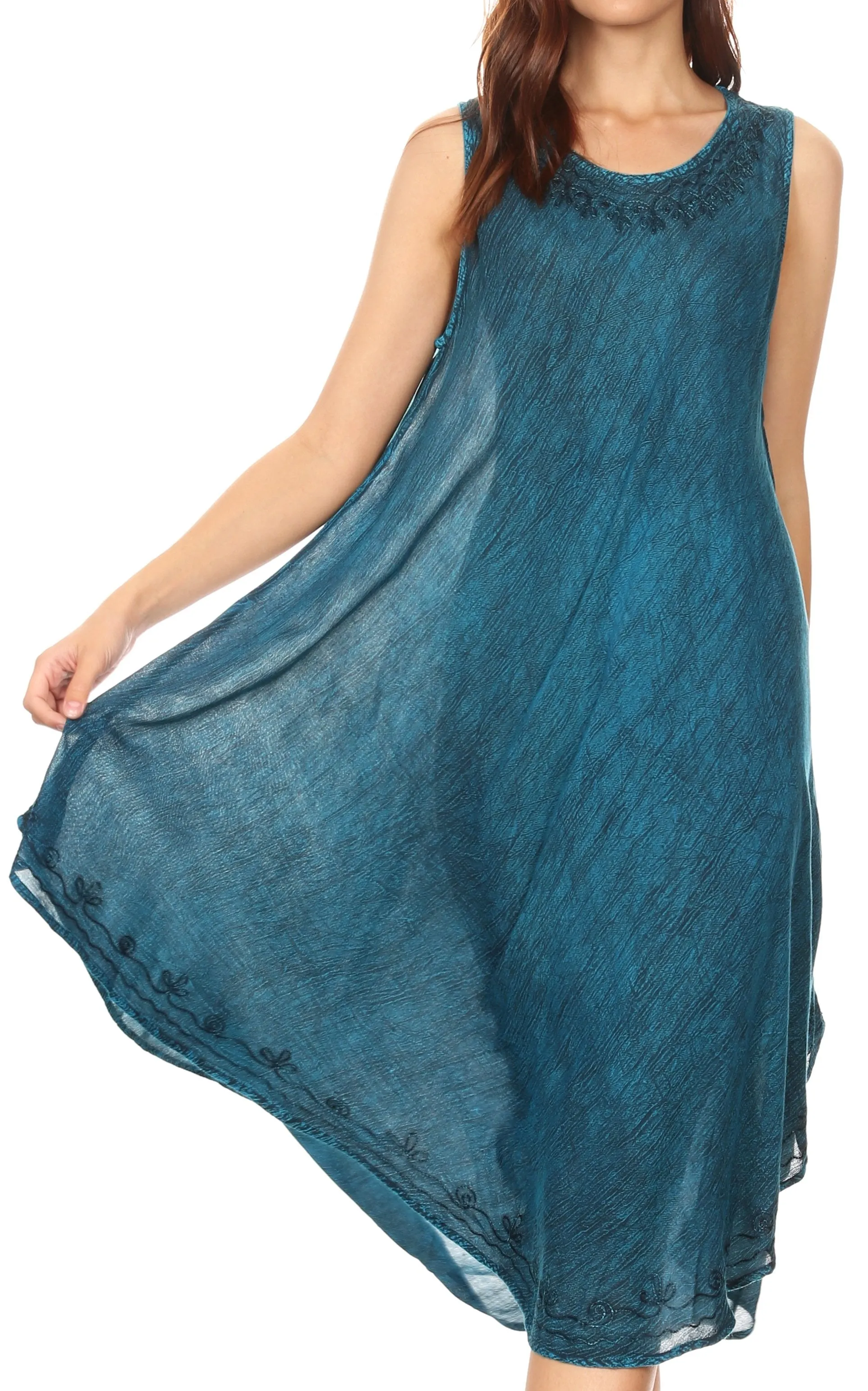 Sakkas Milly Women's Midi Loose Casual Summer Sleeveless Dress Sundress Cover-up