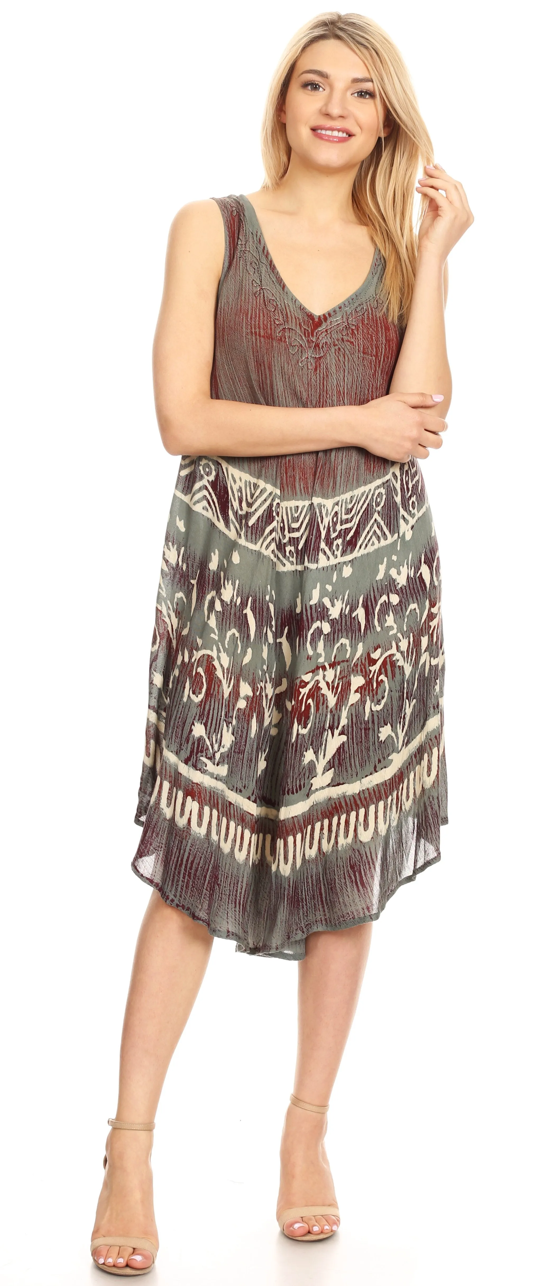 Sakkas Milly Women's Midi Loose Casual Summer Sleeveless Dress Sundress Cover-up