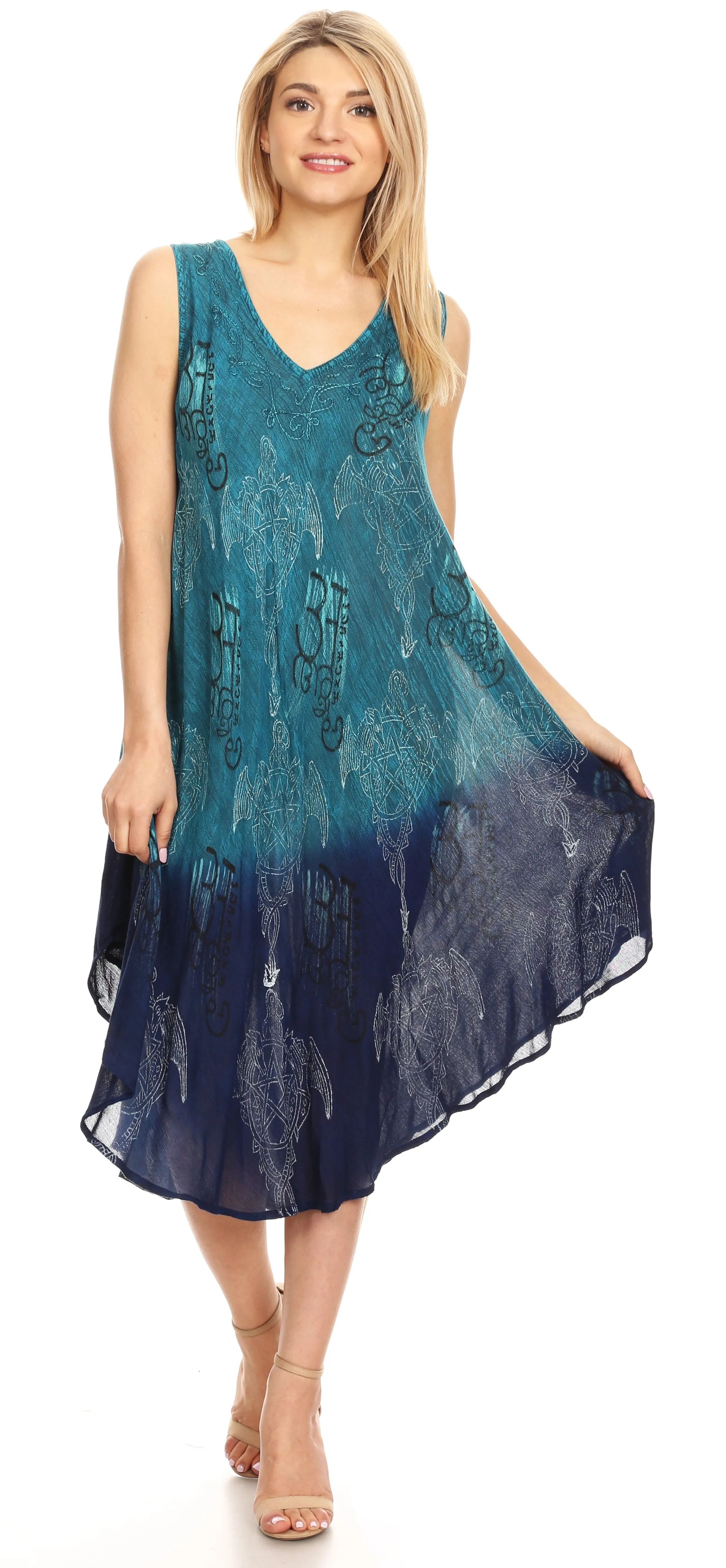 Sakkas Milly Women's Midi Loose Casual Summer Sleeveless Dress Sundress Cover-up
