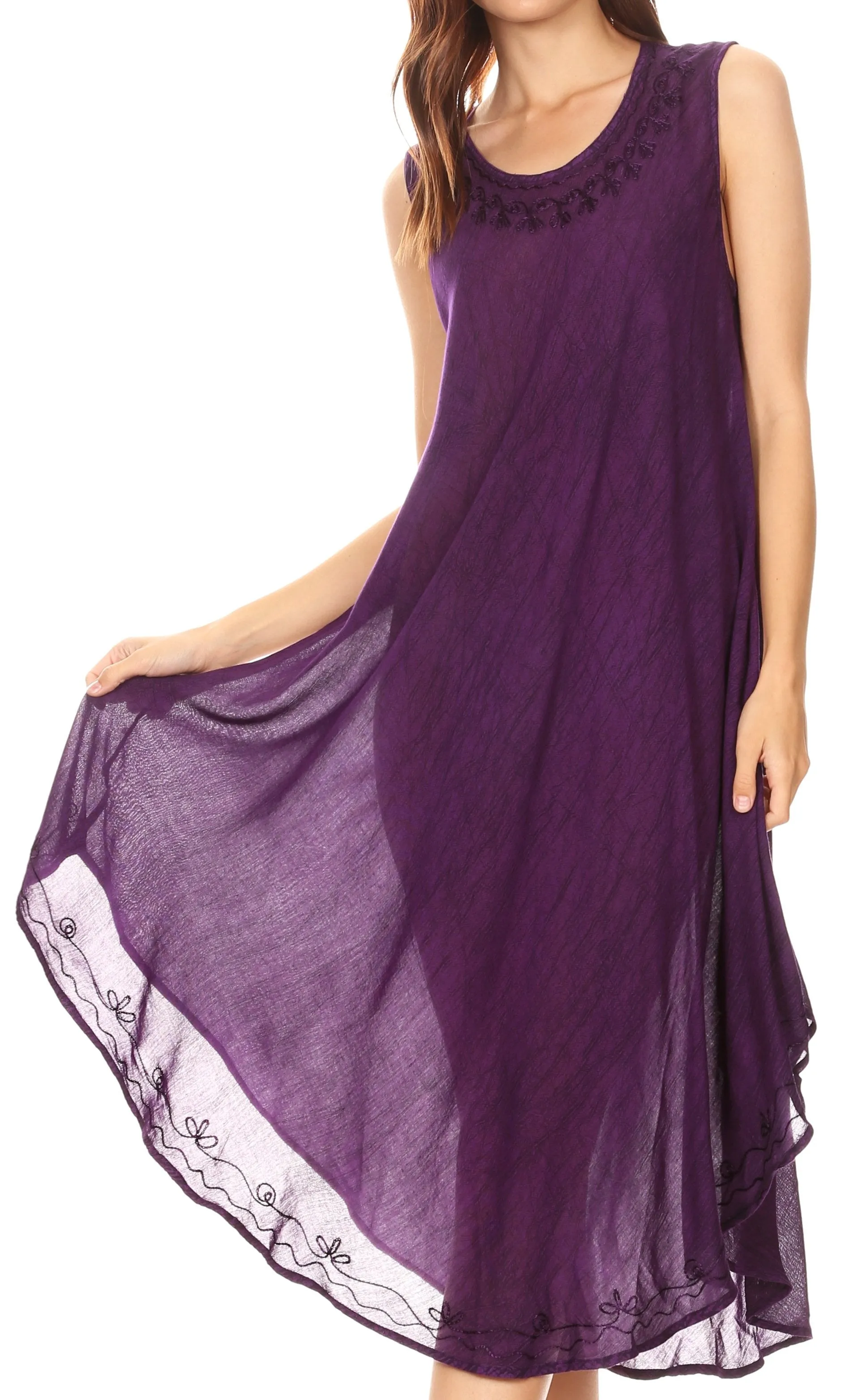 Sakkas Milly Women's Midi Loose Casual Summer Sleeveless Dress Sundress Cover-up